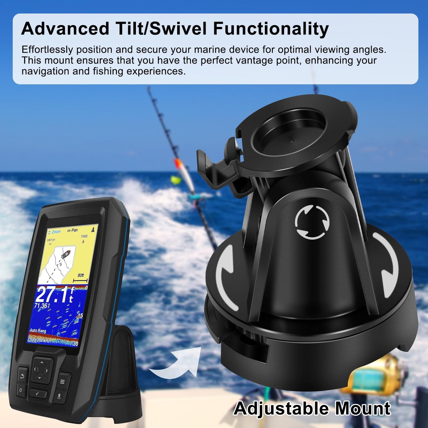 yourour 010-12439-10 Tilt/Swivel Mount Compatible with Garmin Striker Plus 4/4Cv,Striker Vivid 4cv