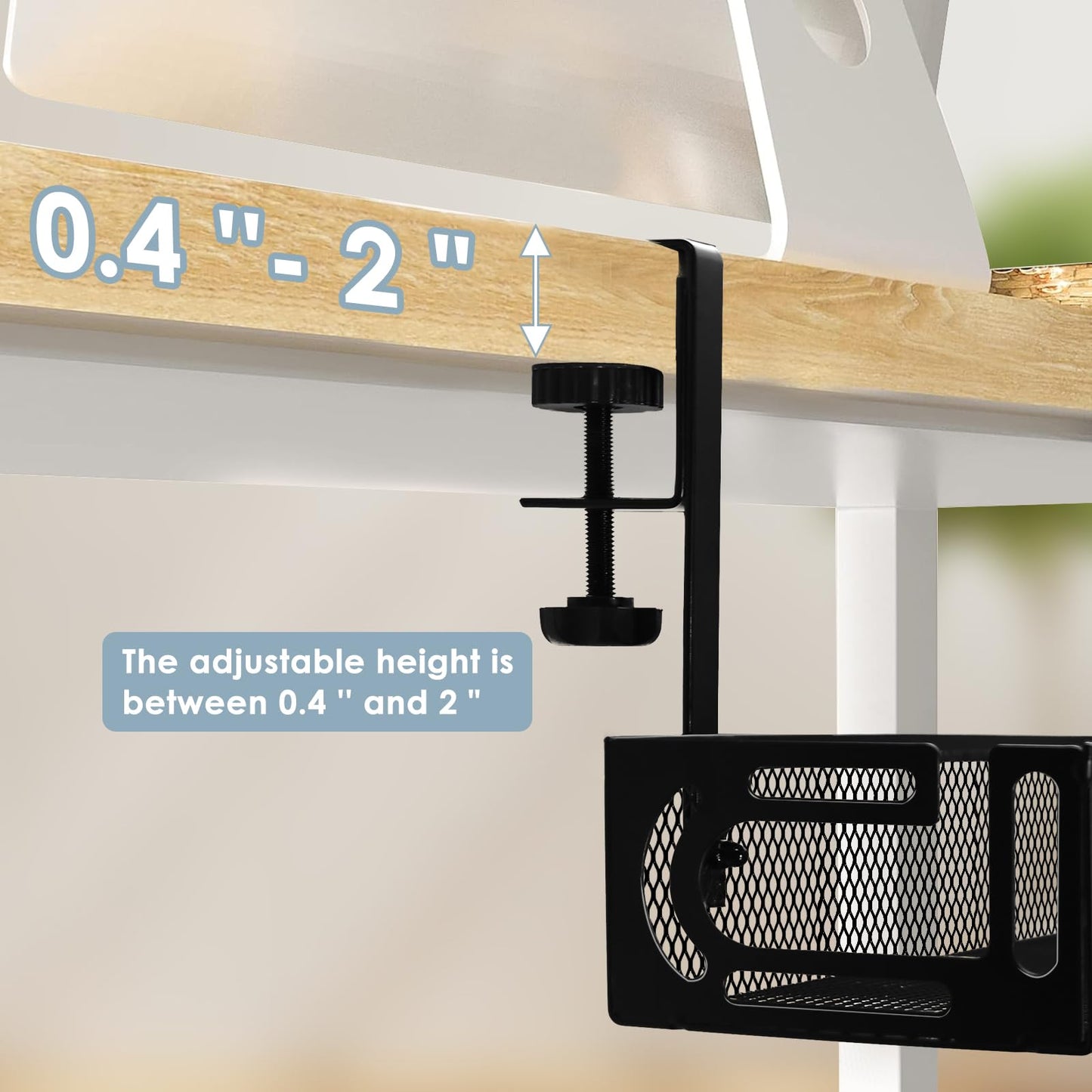 Cable Management, 64CM Cable Management Under Desk No Drill, Metal Cord Organizer with Clamp for Standing Desk, Cable Organizer for Home Office, Black