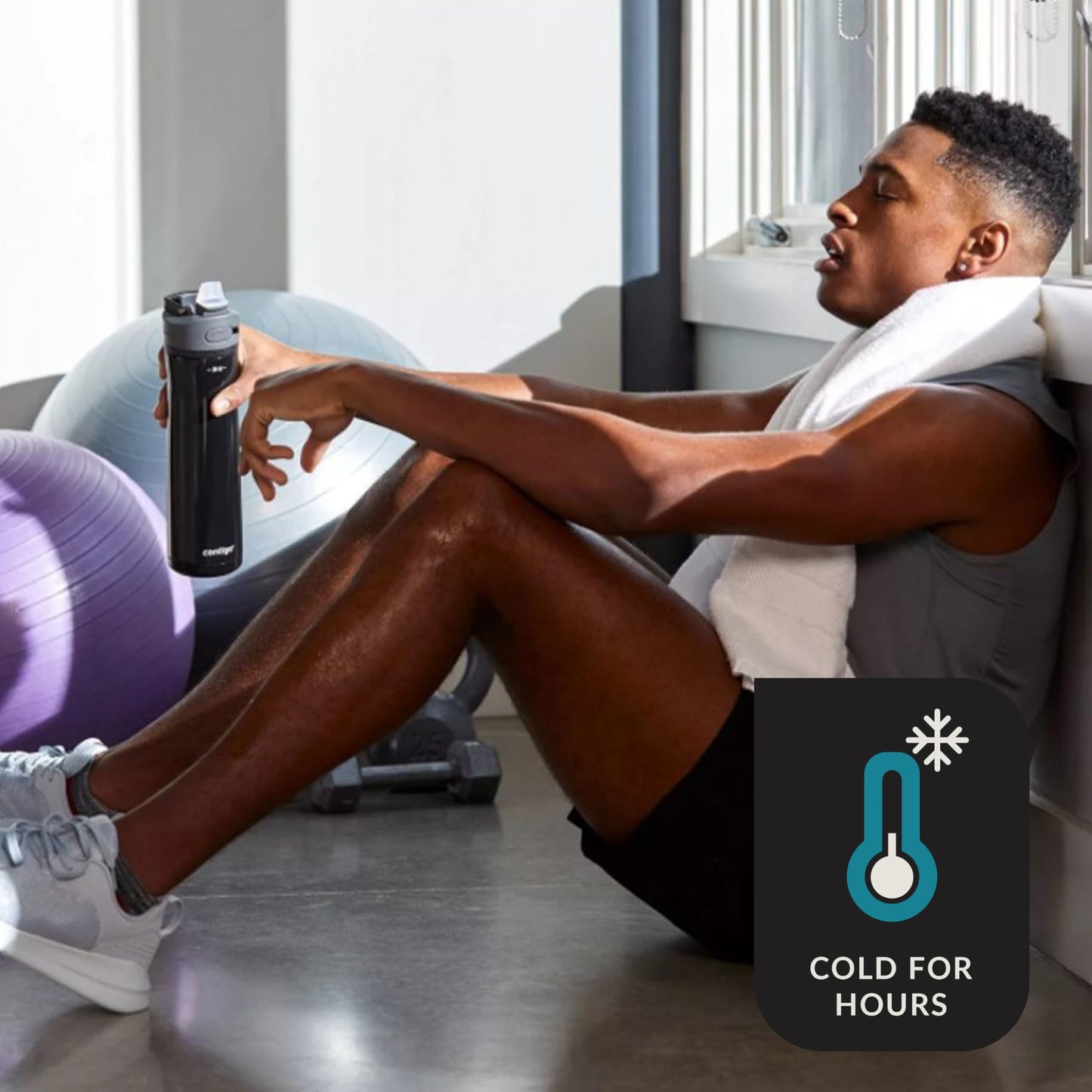 Contigo Ashland Chill 2.0 Stainless Steel Leak-Proof Water Bottle with Straw and Carry Handle for Easy Travel, Vacuum-Insulated and BPA-Free, Licorice, 24 oz (709 mL)