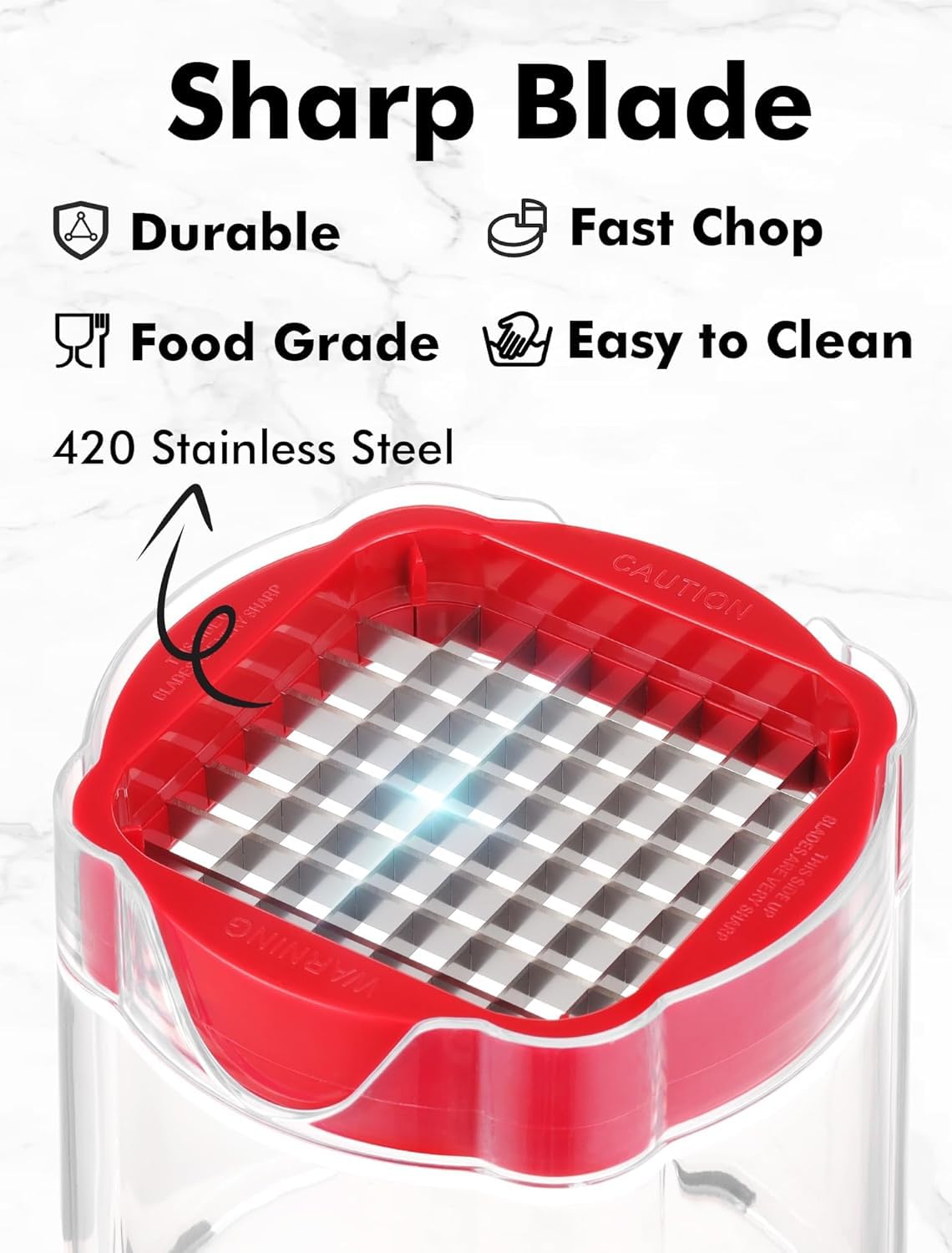 Geedel French Fry Cutter, Onion Chopper Potato Cutter, Easy to Use Food Chopper Manual Vegetable Dicer, Ultra Sharp Blades Fry Cutter Apple Slicer and Corer, 3 Blades