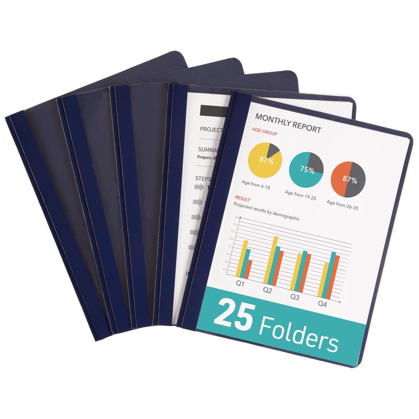 Durable Clear Front Report Covers, Dark Blue, 25 Covers/BX