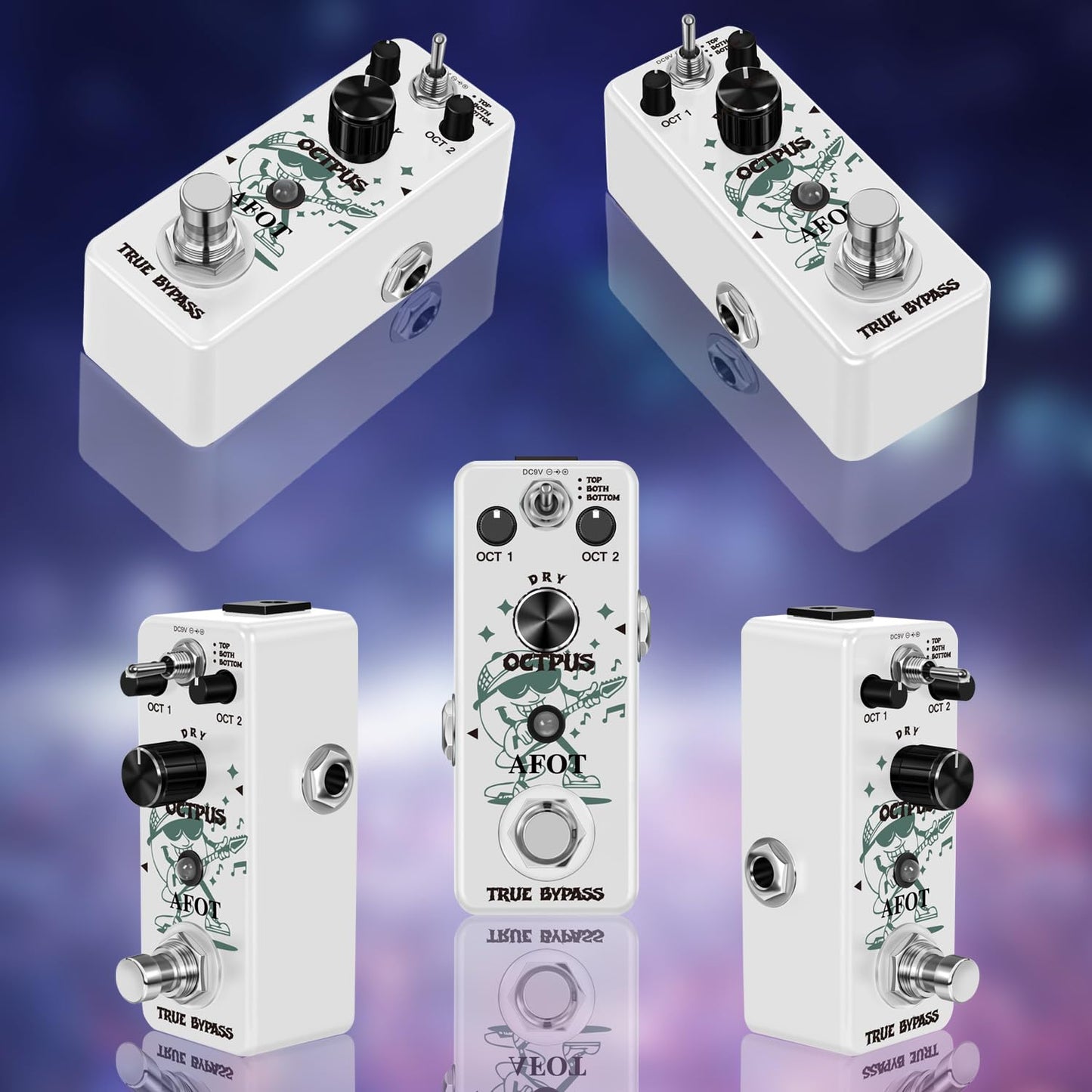 Polyphonic Octave Guitar Pedal, Digital Octave Mini Pedal,3 Modes Octave Shifter with Top/Both/Bottom Selection, Compact & Practical Aluminum Build, True Bypass for Electric Guitar