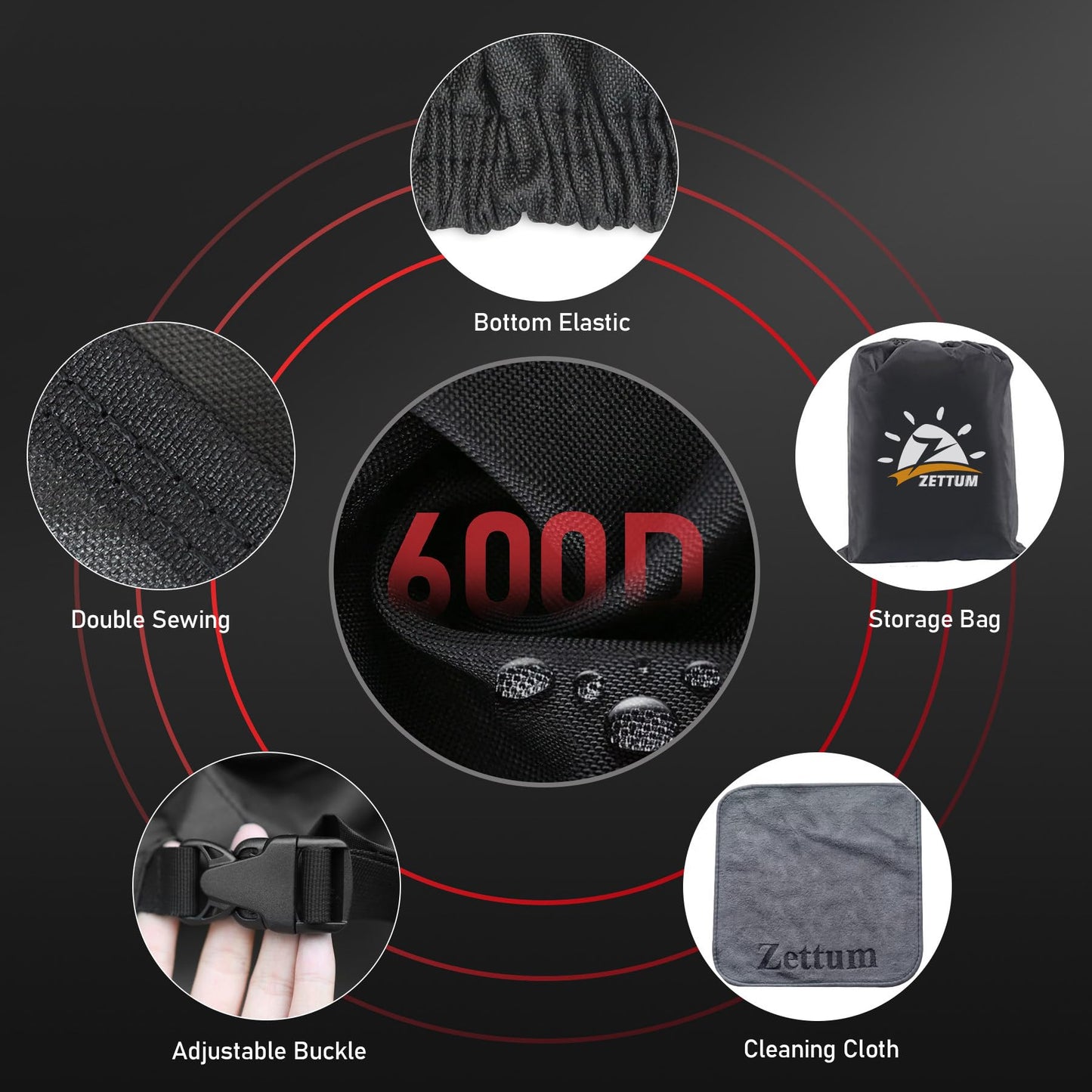 Zettum Snow Blower Cover - 600D Snowblower Covers Heavy Duty Waterproof, Outdoor Snow Thrower Cover Universal Fit for EGO, Honda, Cub Cadet, Ryobi, Ariens, Troy Bilt, Snow Joe, Toro and PowerSmart