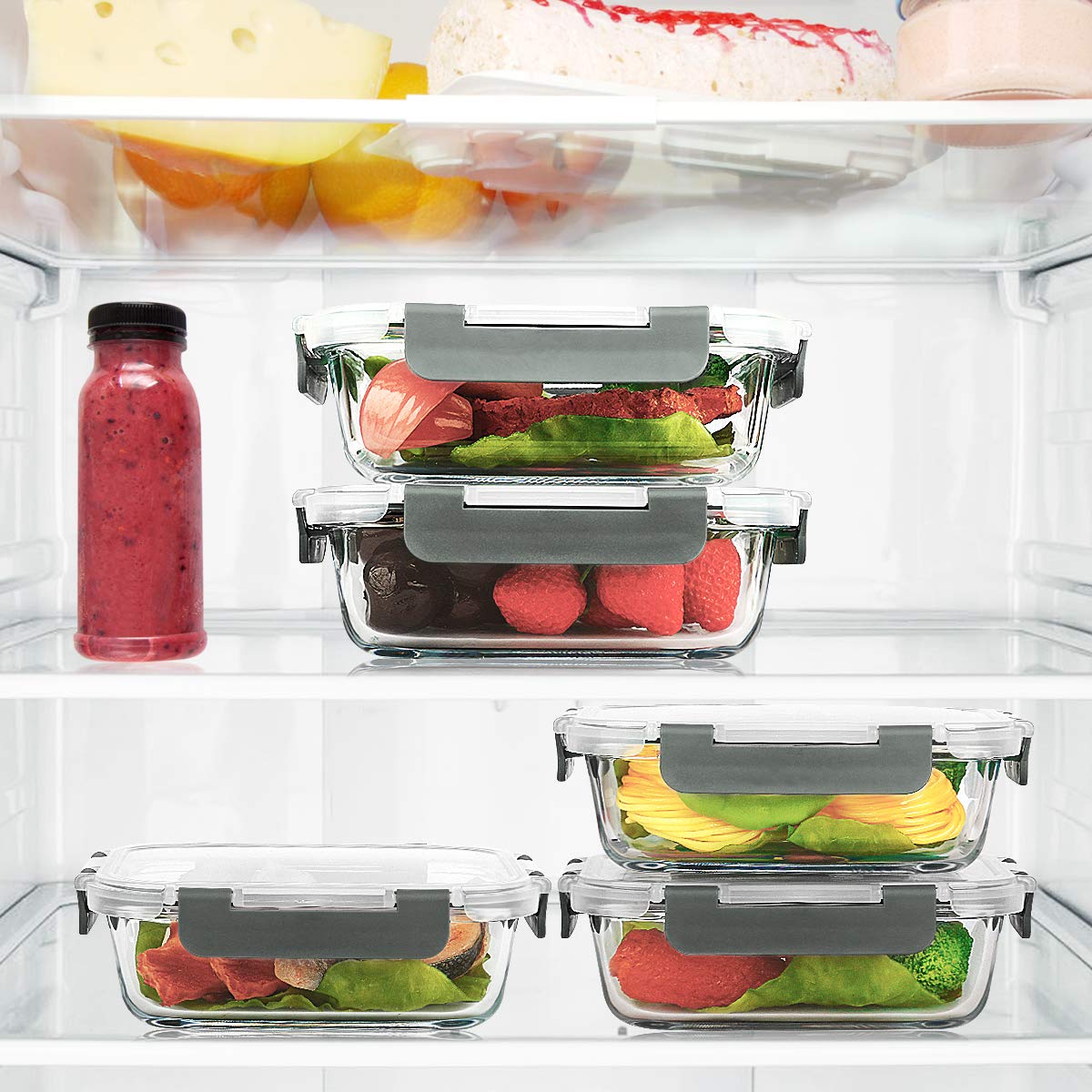 M MCIRCO 10-Pack 22 Oz Glass Meal Prep Containers with Lids - Microwave, Oven, Freezer & Dishwasher Safe