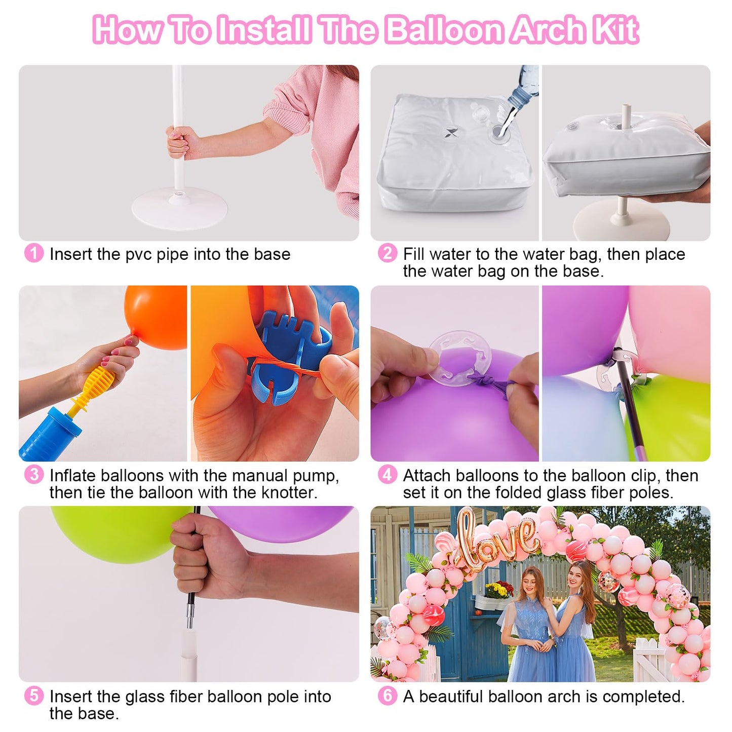 Chamvis Balloon Arch Kit and Electric Balloon Pump, 7.4ft Balloon Arch Stand: Balloon Arch Frame with Base - for Wedding Baby Shower Birthday Party Balloon Decorations