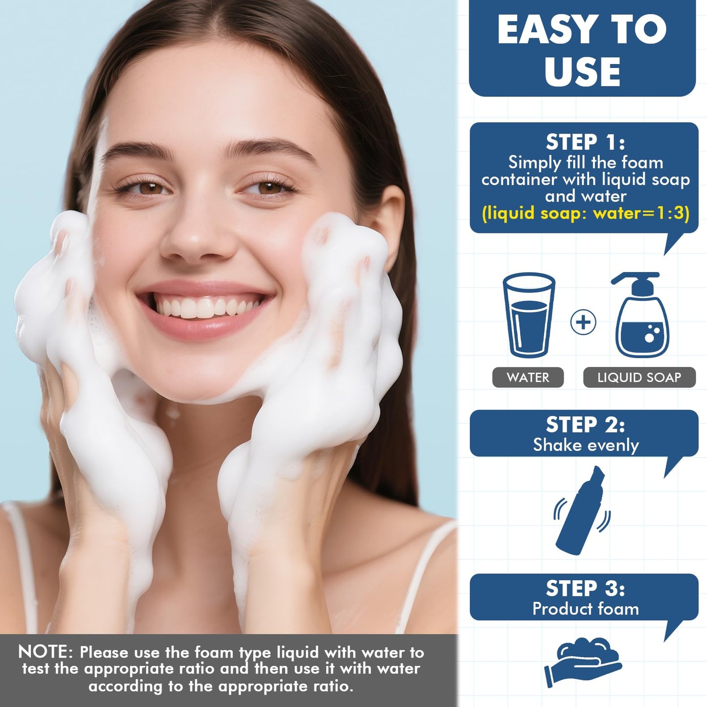 50 Pcs 2 oz Plastic Foam Pump Bottle Refillable 60ml Travel Mousse Foaming Soap Dispenser Mini Eyelash Cleaning Foam Bottle Dispenser for Face Wash Lash Shampoo Skin Care