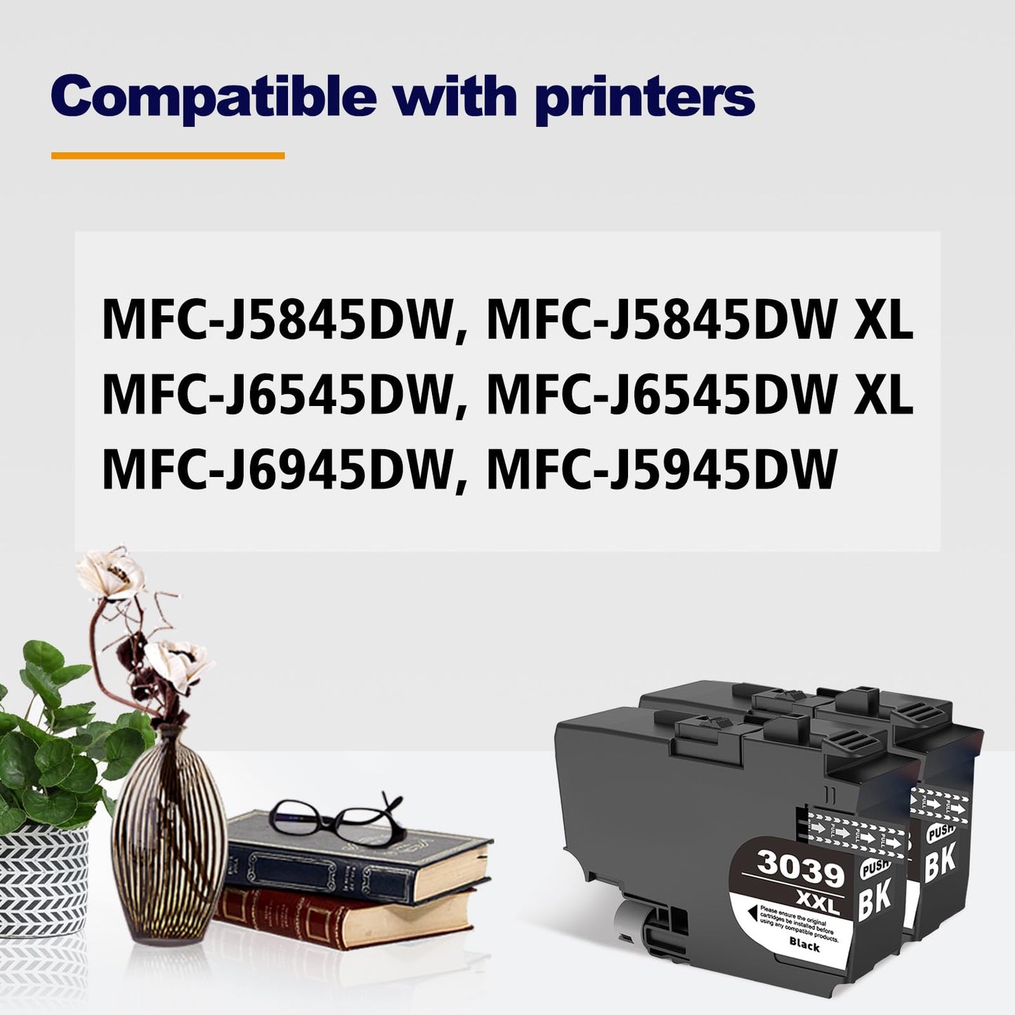 LC3039 XXL Ink Cartridges LC3039BK LC3037BK XXL Black Ultra High-Yield Compatible for Brother MFC-J5845DW MFC-J5845DWXL MFC-J5945DW MFC-J6545DW MFC-J6545DWXL MFC-J6945DW Printer (BK*2)