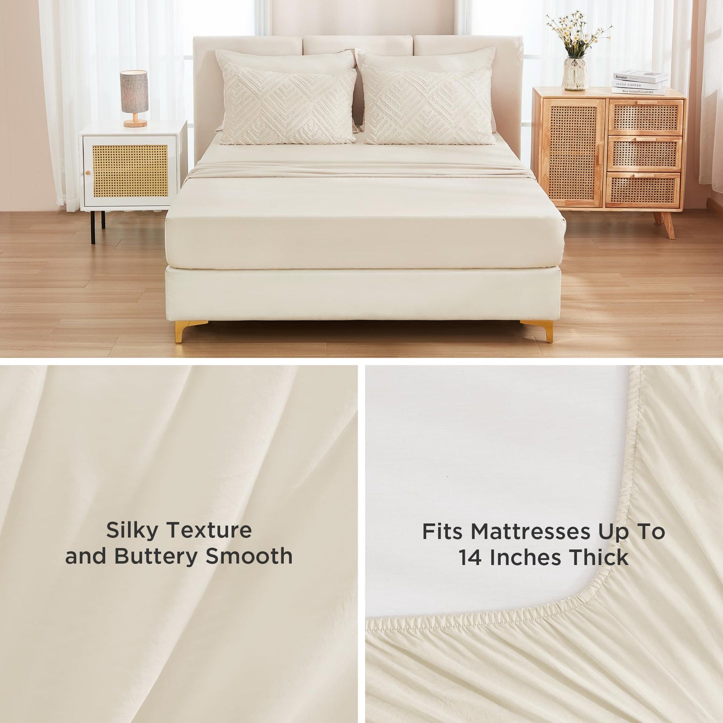 Andency Bed in a Bag Queen Beige- 7 Pieces Queen Comforter Set Bedding Comforter Sets, Tufted Lightweight Fluffy Bed Set with Comforter, Sheets, Pillowcases & Shams for All Season