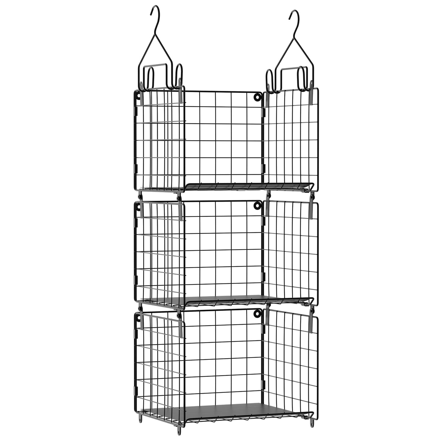 GRANNY SAYS 3-Shelf Metal Hanging Closet Organizer, Pack of 1 Hanging Storage Shelves for Organizing Kitchen Pantry, Wardrobe Clothes Organizer and Storage, Wire Baskets Storage Organization, Black