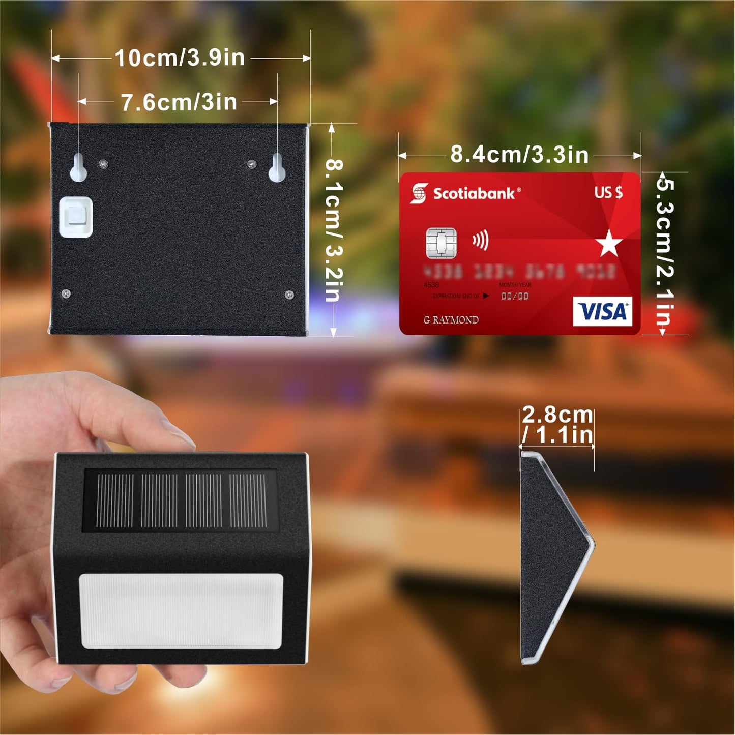 Solar Lights for Steps Decks Pathway Yard Stairs Fences, LED lamp, Rainproof, Black Metal case, 6 Pack