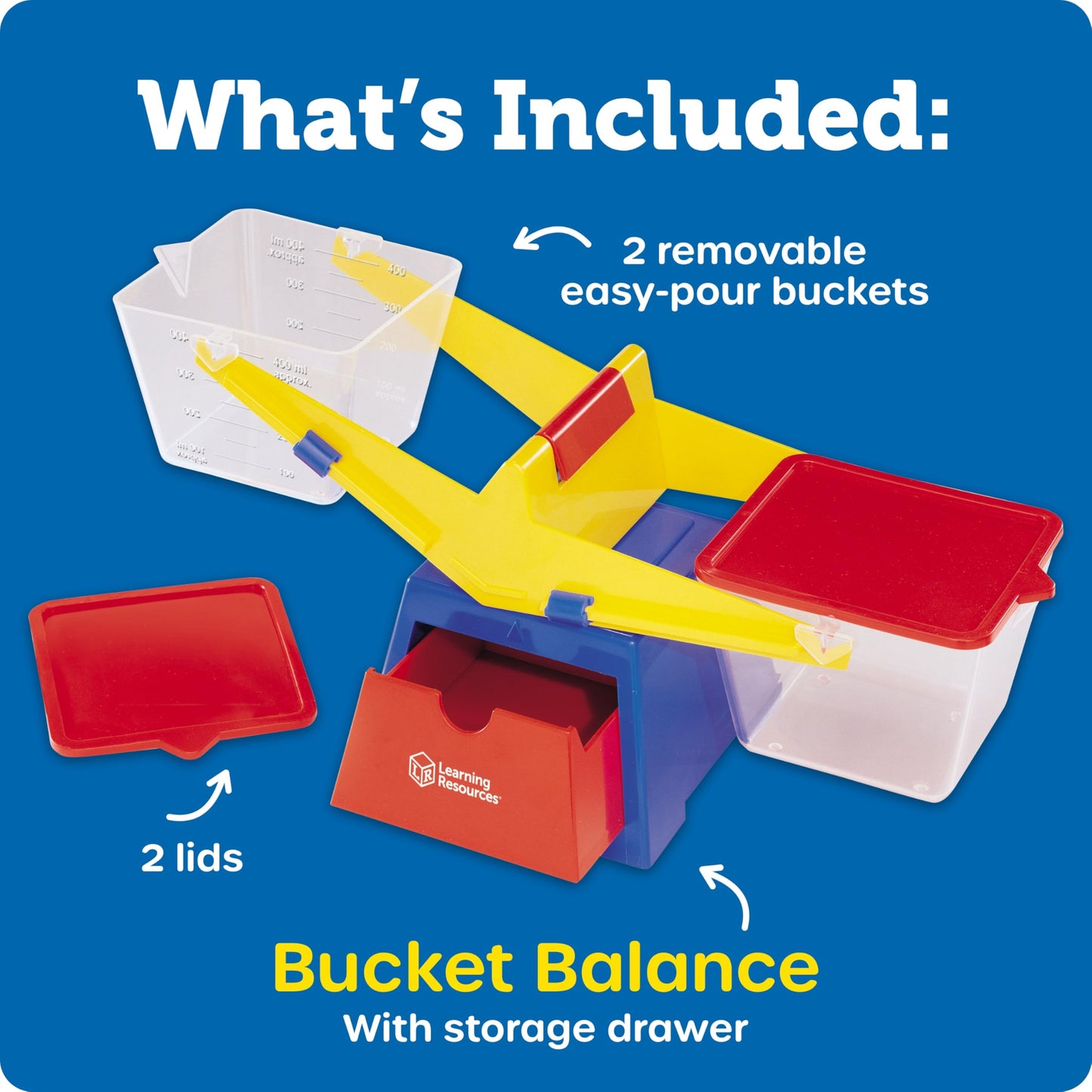 Learning Resources LER1521 Primary Bucket Balance Teaching Scale, Science/Math, Classroom Scale, Ages 3+