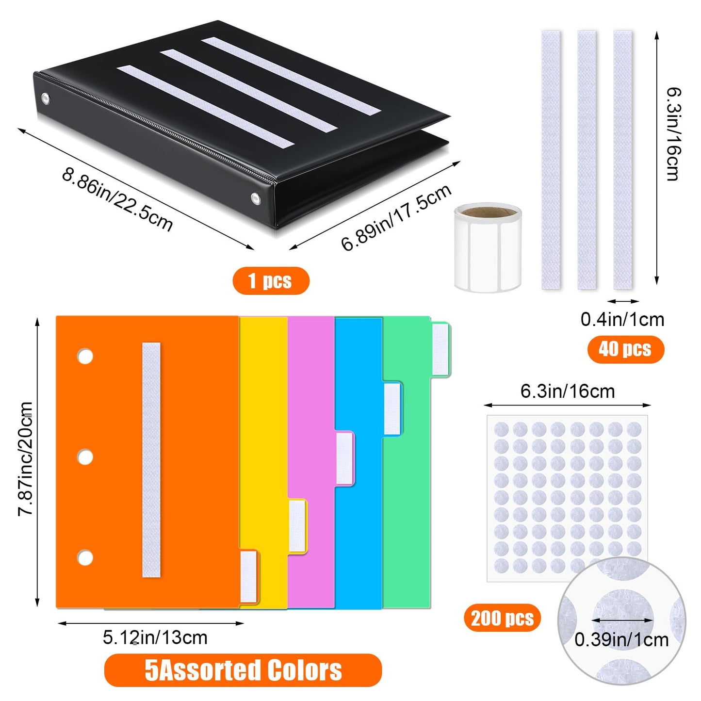 Ctosree 246 Pcs Communication Book Small Tools for Visual Schedule Picture Cards Include 3 Ring Binder Dividers 100 Adhesive Labels 5 Card Dividers for Kids ADHD(Multi Color)