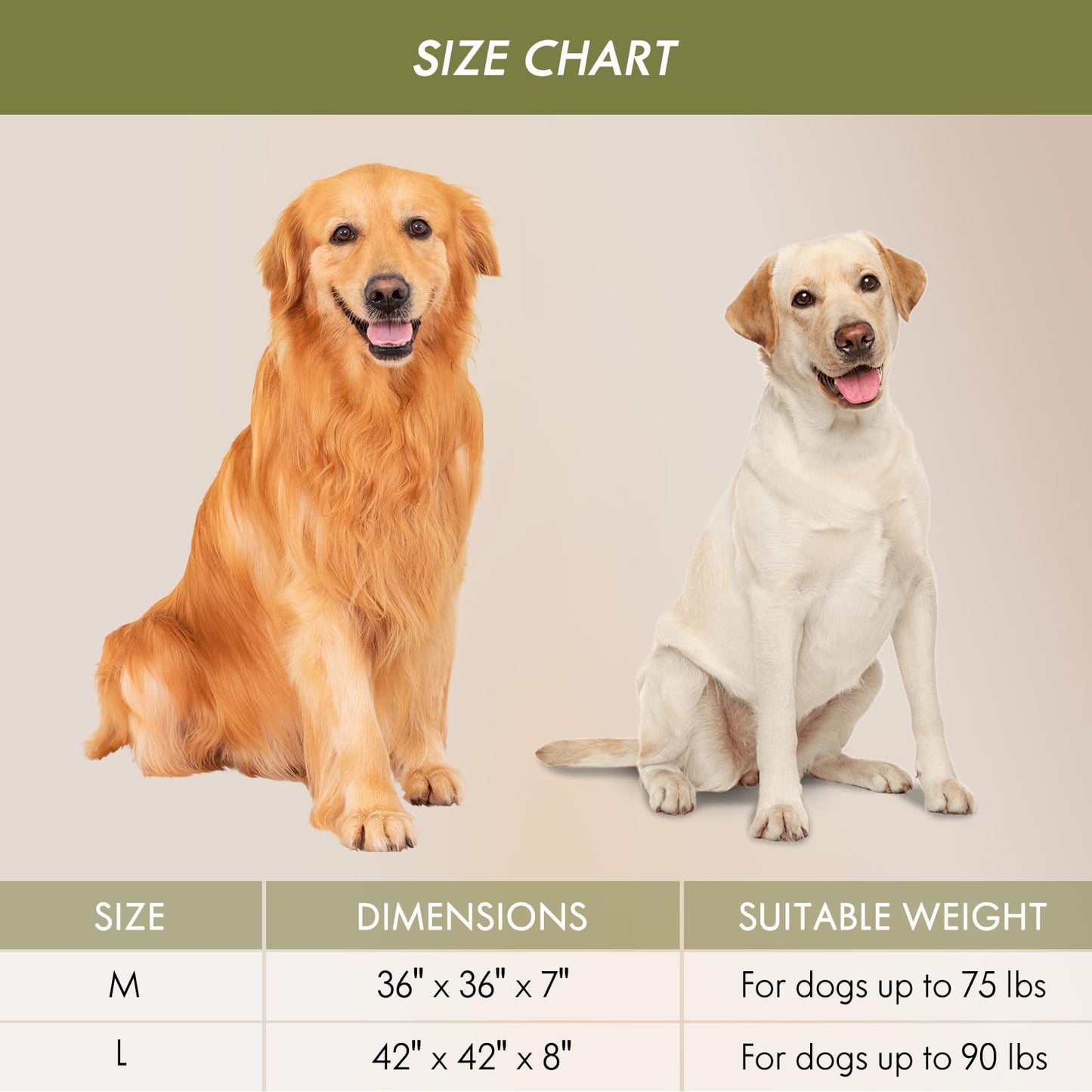 ClevaHome Orthopedic Dog Bed for Large Dogs, Dual Layer Water Repellent Round Pet Bed with Washable Cover Nonslip Bottom (Olive Branch)