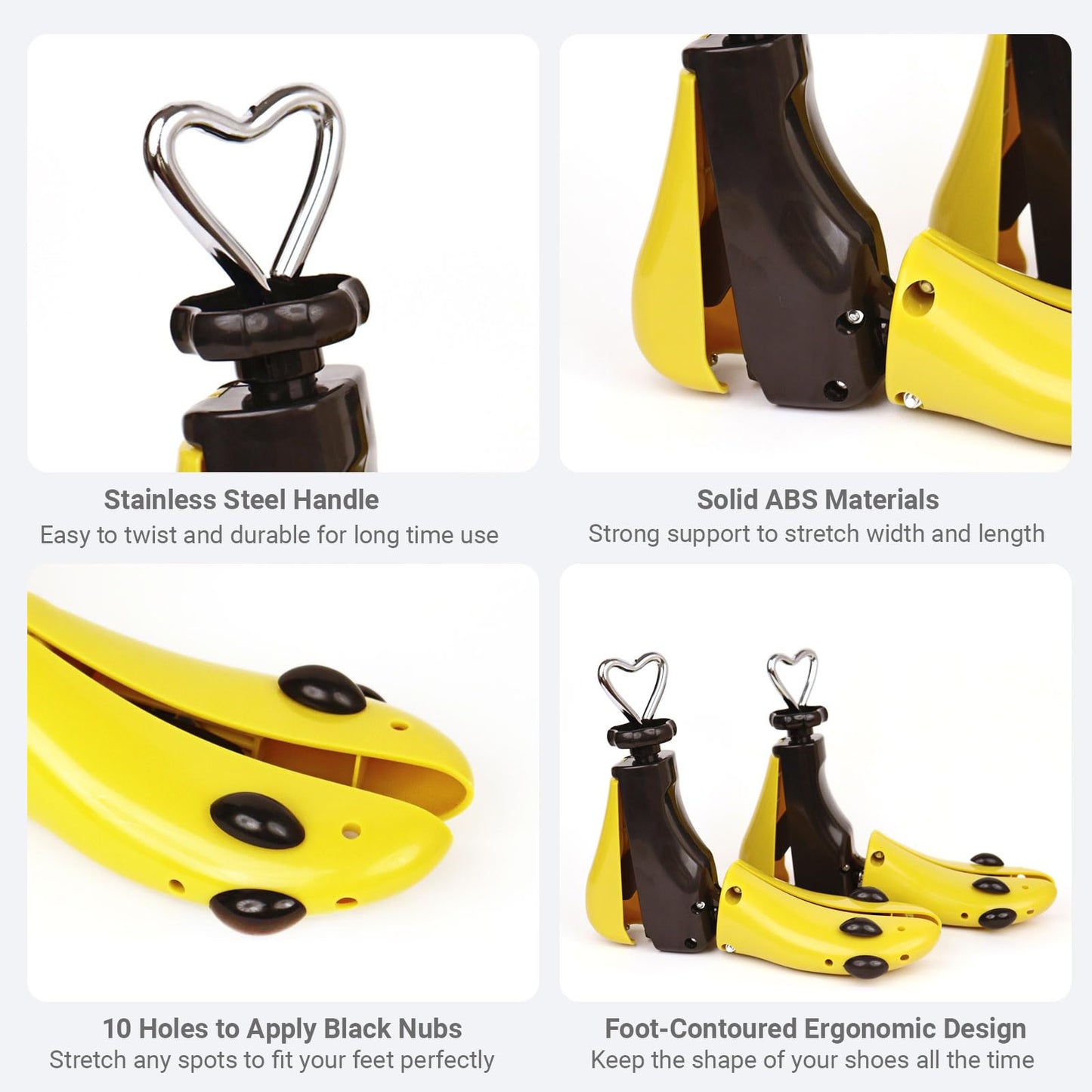 issdem Adjustable Shoe Stretcher for Men Size 9-13, Shoe Widener Stretcher, Shoe Trees for Women Size 6-11 (L (Women's 11-14;men's 10-14) Yellow 2pcs)