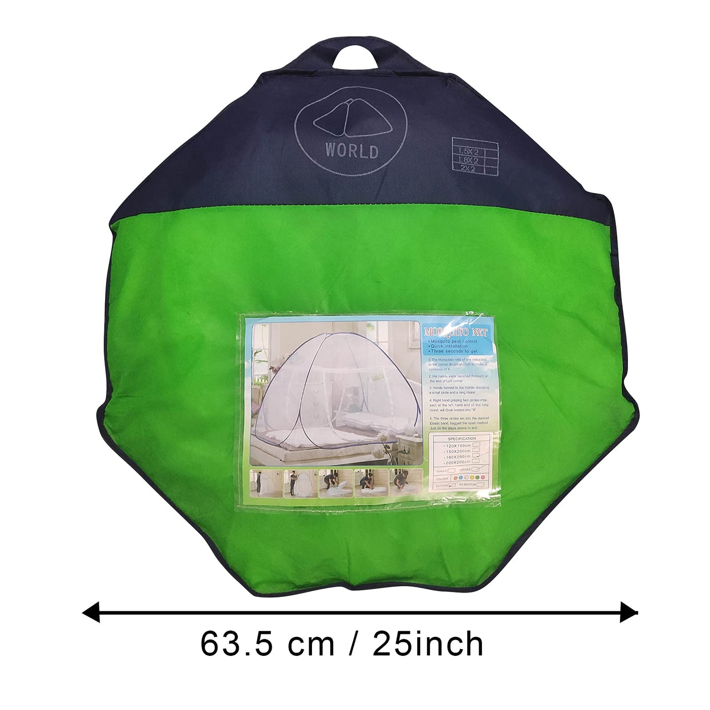 Couvkadl Pop Up Mosquito Net Tent for Bed, Portable Double Door Travel Mosquito Net with Net Bottom, Foldable (200 x180x150 cm)