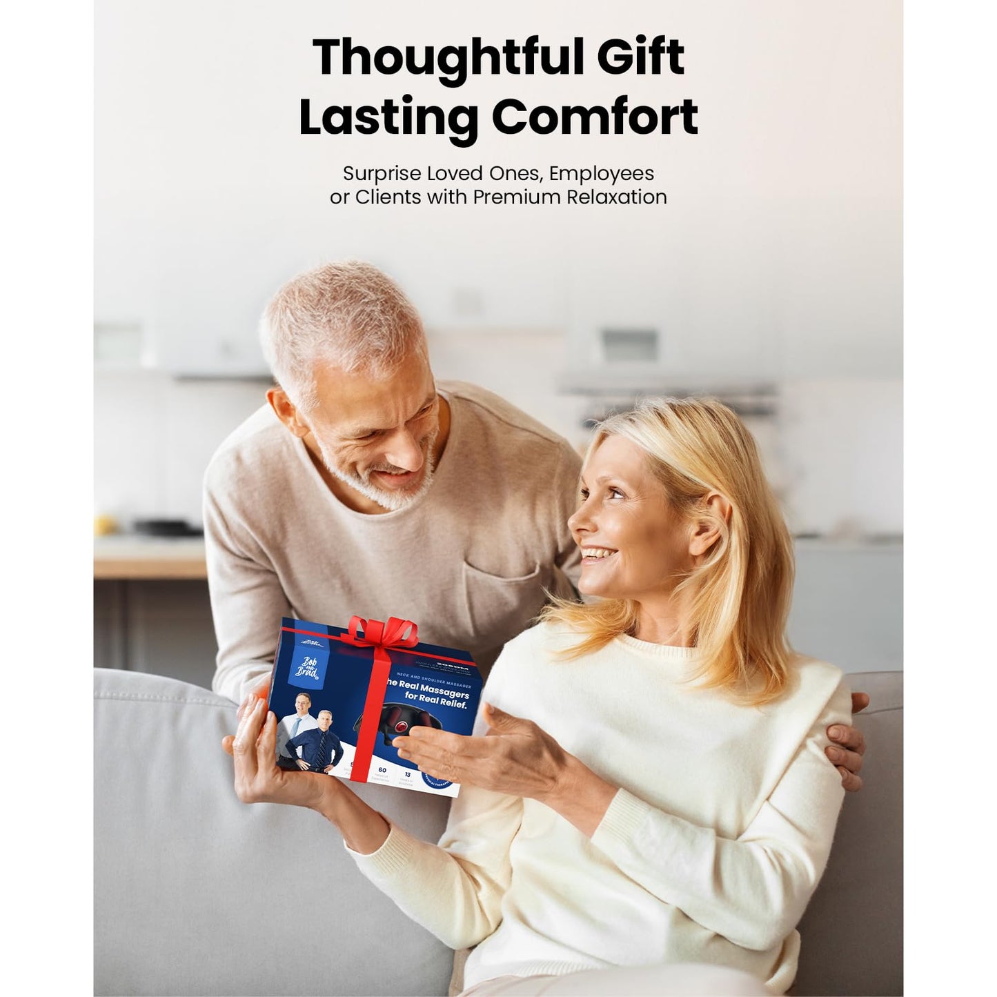 BOB AND BRAD Cordless Neck Shoulder Massager Neck Back Massager Pillow for Neck, Back, Gifts for Men Women Mom Dad