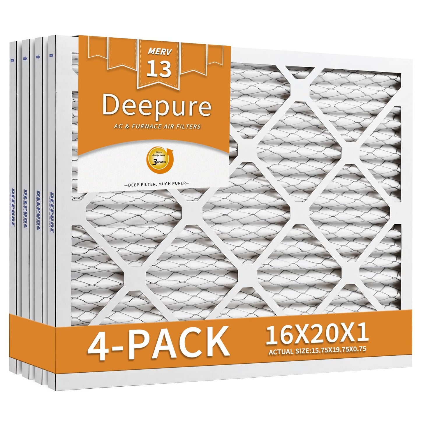16X20X1 MERV 13 Furnace Filter (4 Packs) - MPR 1900 FPR 10 Electrostatic Pleated Air Conditioner HVAC AC Filters