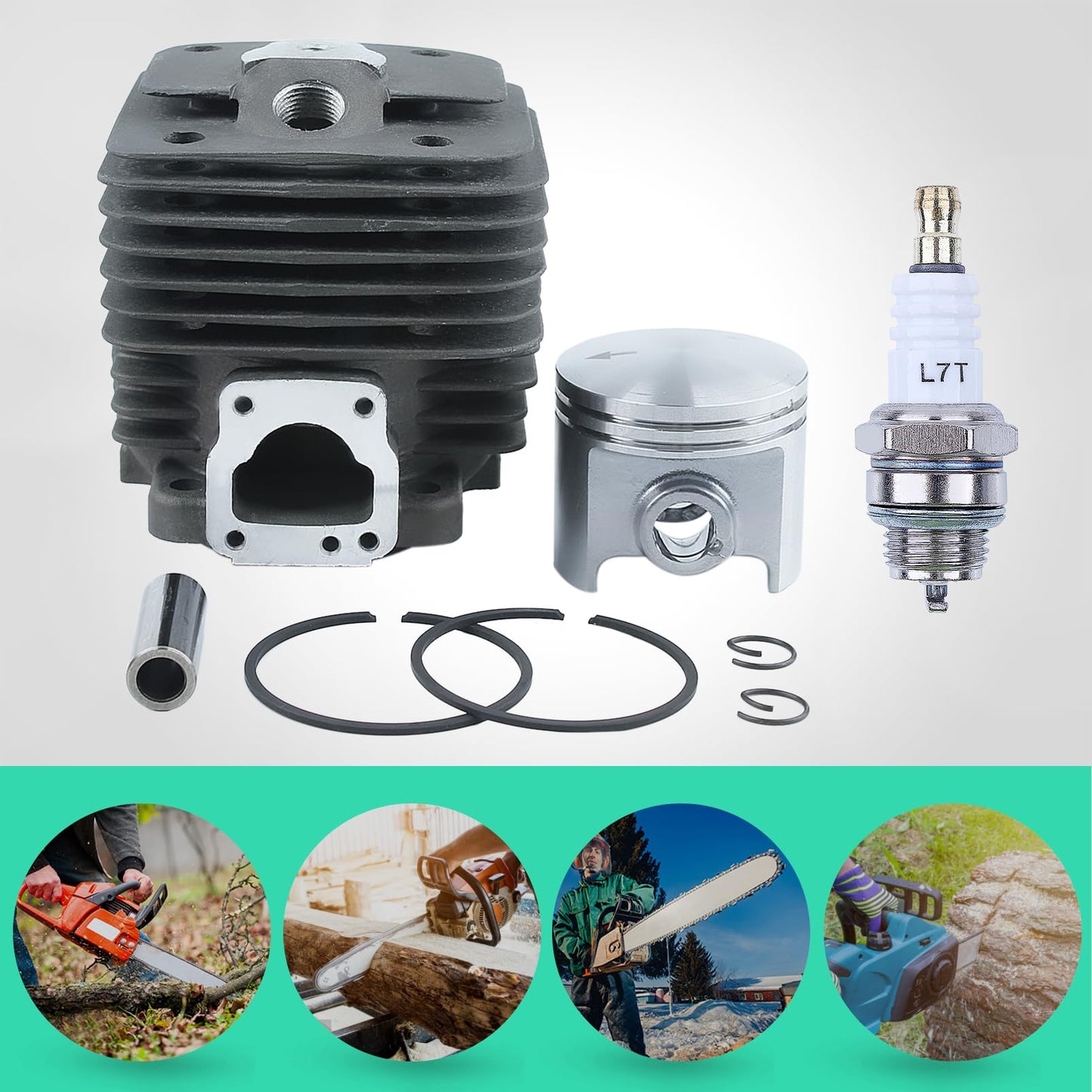 Adefol 49mm Cylinder Piston Kit for Stihl TS360 TS350 BT360 08S Concrete Cut-Off Saw, TS350 TS360 Bore Cylinder & Piston Kit with Spark Plug Replacement Parts Replace 4201 020 1200, 4201-020-1200