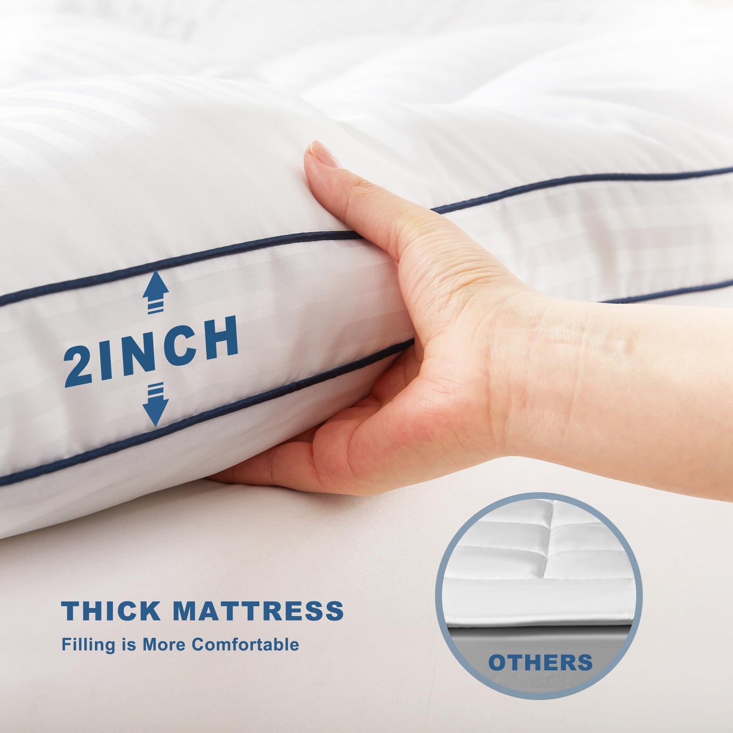BEDLORE King Mattress Topper, Thick Pillow Top Pad for Back Pain Relief, Soft Comfortable Mattress Cover with Deep Pockets 6-18 Inch