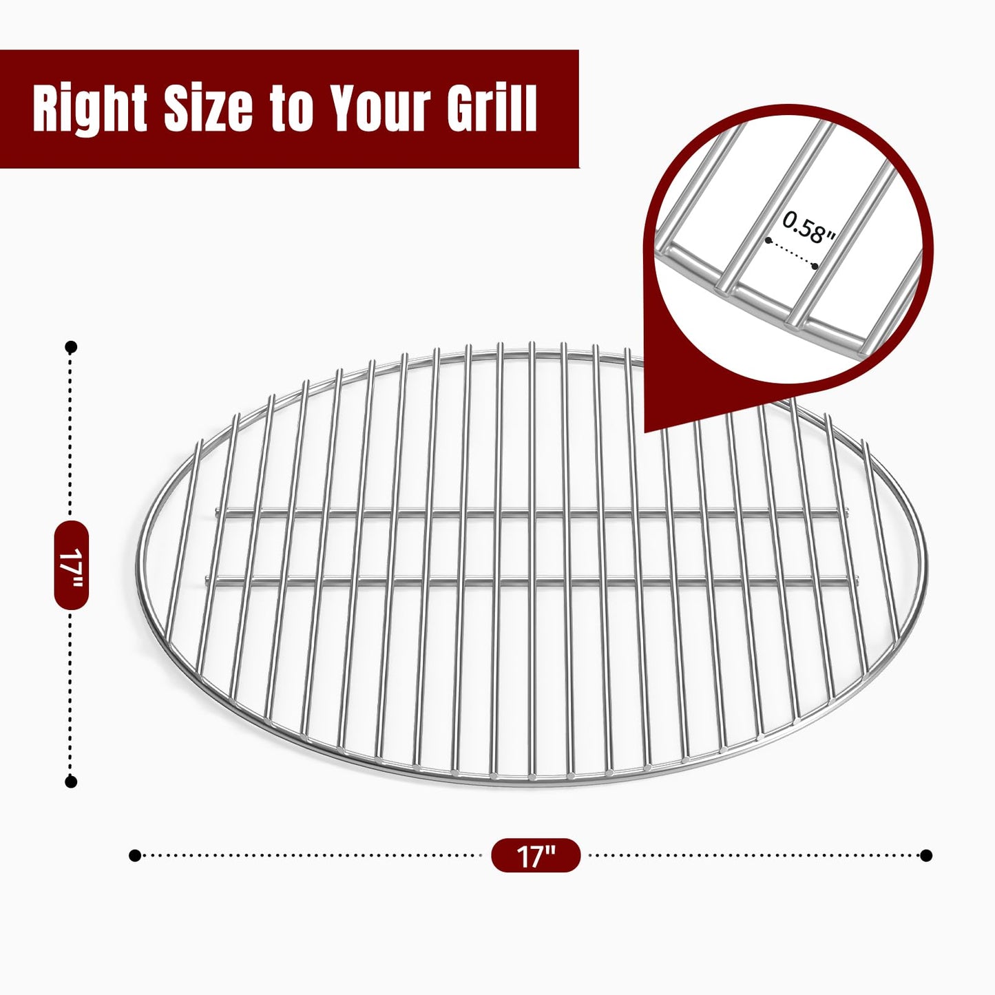 SHINESTAR 7441 Replacement Charcoal Grate, Fits for Weber 22" Charcoal Grills, 17" BBQ Charcoal Fire Grate Compatible with Original Kettle, Master Touch, Performer, and Jumbo Joe Premium