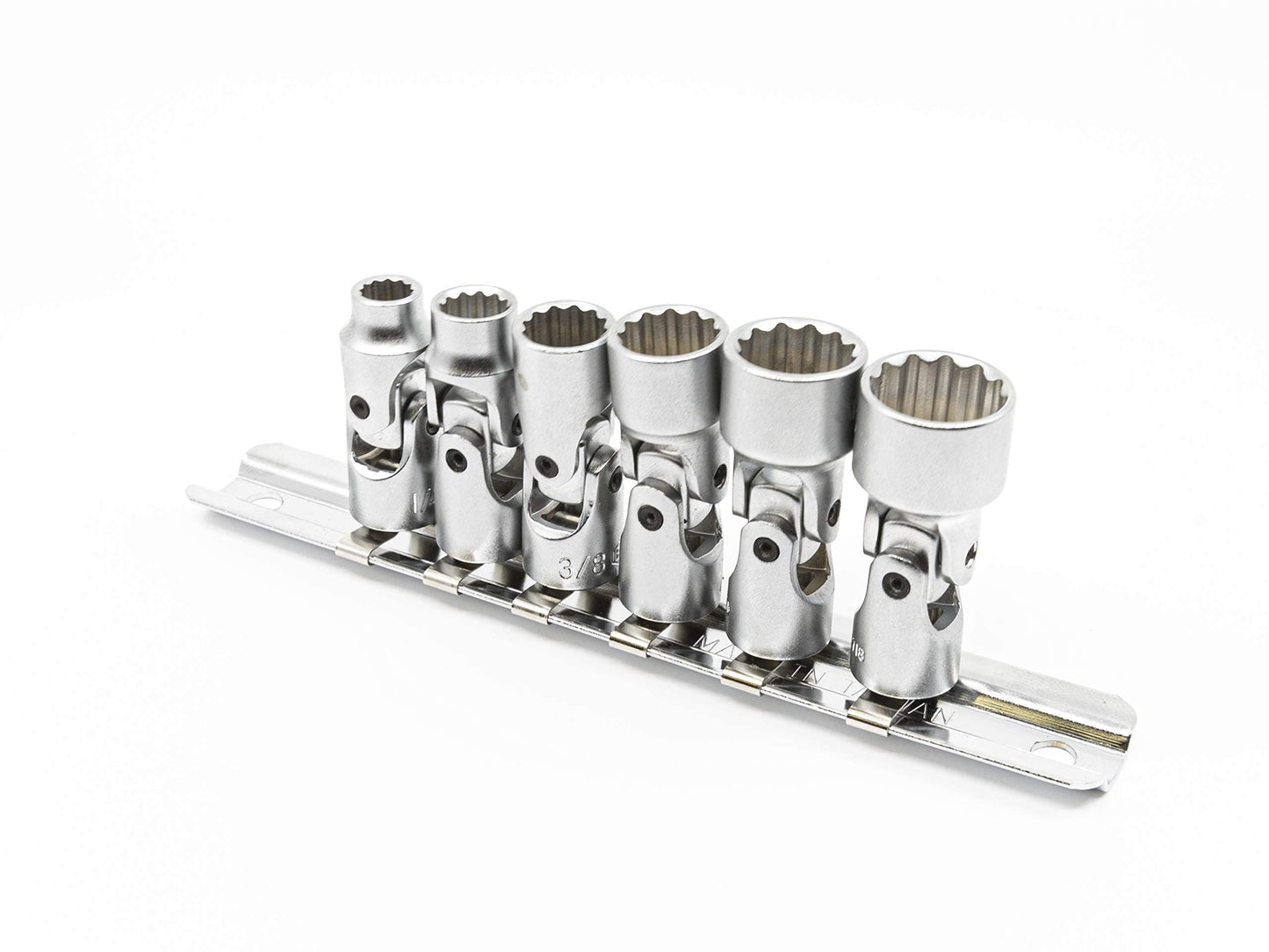 Genius Tools 6 Piece 1/4" Drive SAE Universal Hand Socket Set (12-Point), Matte Finish - US-206S