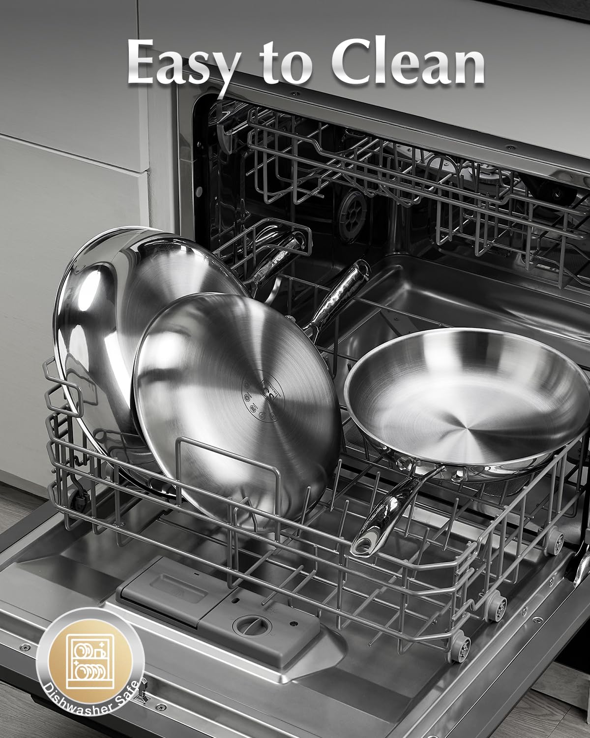 KOCH SYSTEME CS Tri-Ply Clad Stainless Steel Pan, Premium 18/10 Stainless Steel Frying Pan, Professional Induction Skillet, Dishwasher & Oven Safe, Non-Toxic (30cm/12in)