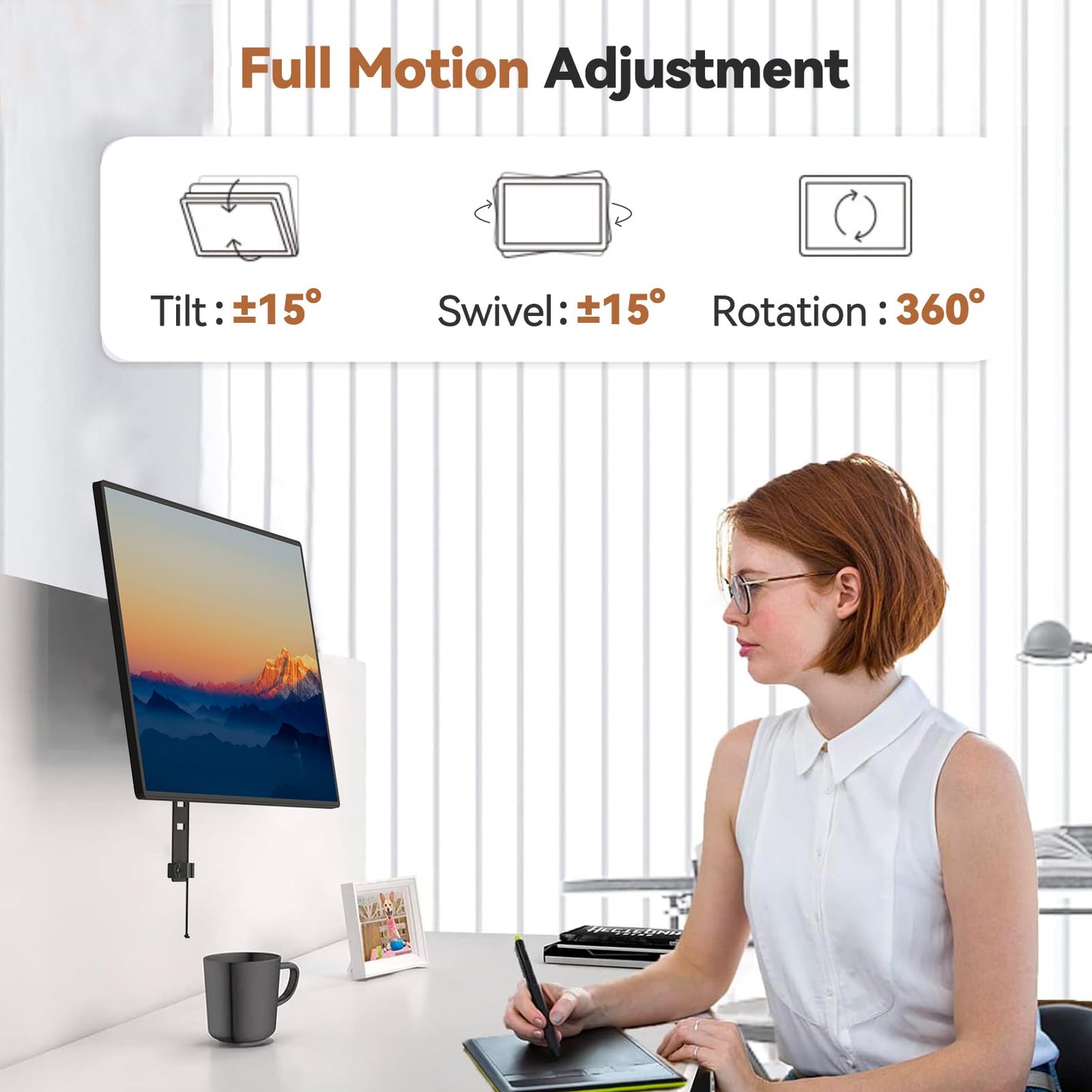 JOY Worker Cubicle Monitor Mount - Height Adjustable Hanging Mount, 13"-34" Cubicle Monitor Hanger, VESA 75*75/100*100mm, Clamp Hook Top Holds Up to 17.6 lbs, Black
