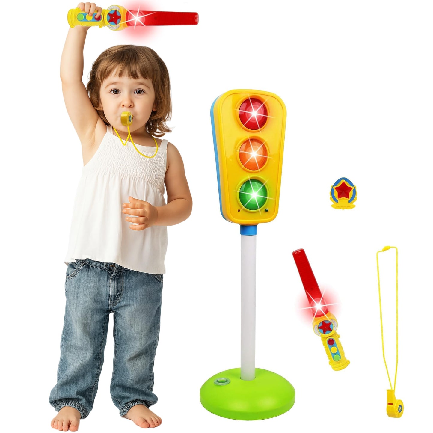 Kiddie Play Traffic Light Toy for Kids Cars and Bikes with Real Working Lights and Sounds Teaches Safety Rules Educational Stop and Go Signal for Toddlers and Preschoolers