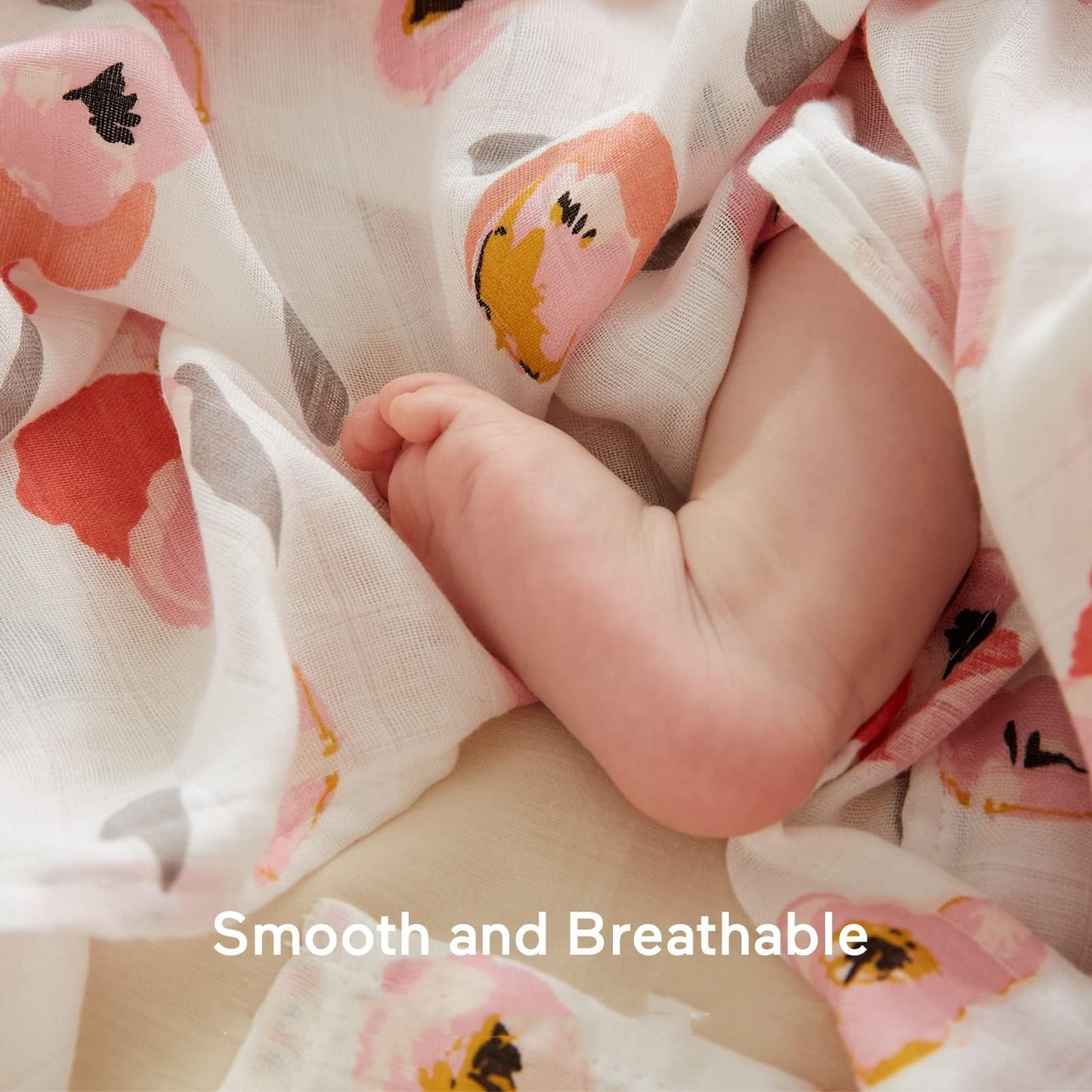 Momcozy Muslin Swaddle Blanket, 4 Pack Ultra Breathable Muslin Blanket, Breathable Large 47'' x 47'' for Baby Girls, Skin-Friendly Swaddle Blankets for Baby Shower Gifts, Full Blossom