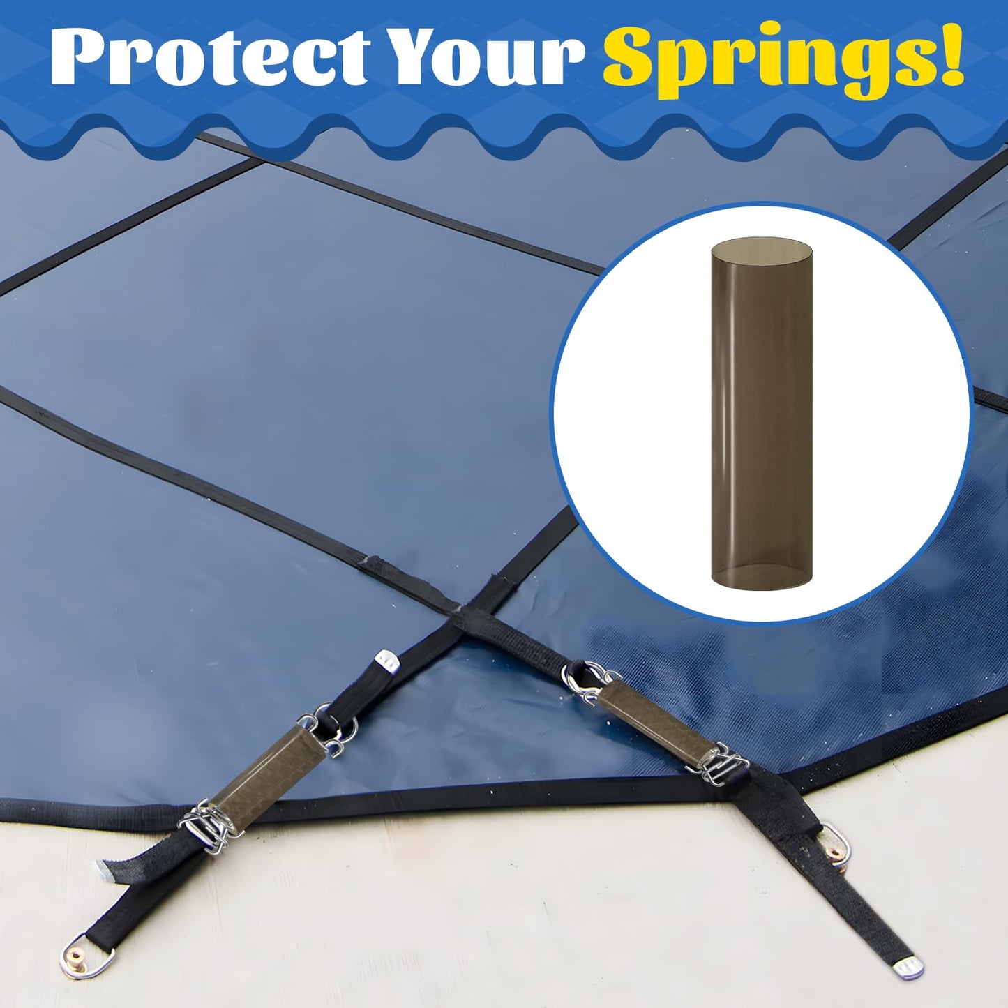 20Pcs Pool Cover Spring Sleeves, Winter Pool Cover Spring Covers Pool Safety Cover Springs, Vinyl Protective Sleeves for In-Ground Swimming Pool