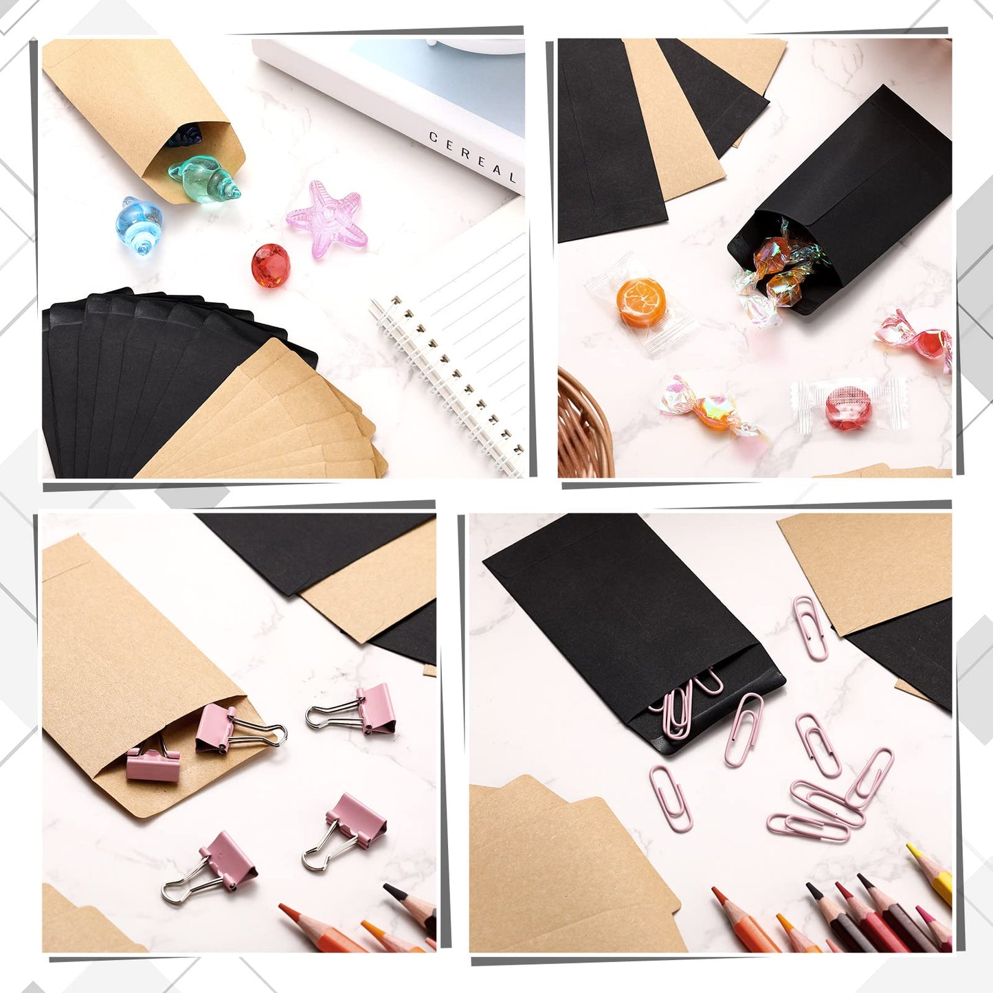 1000 Pack Small Seed Brown Envelopes 2.25 x 3.5 Inch Coin Envelopes for Cash Small Parts Business Card Gift Card Home Garden Office with Gummed Flap Kraft Paper