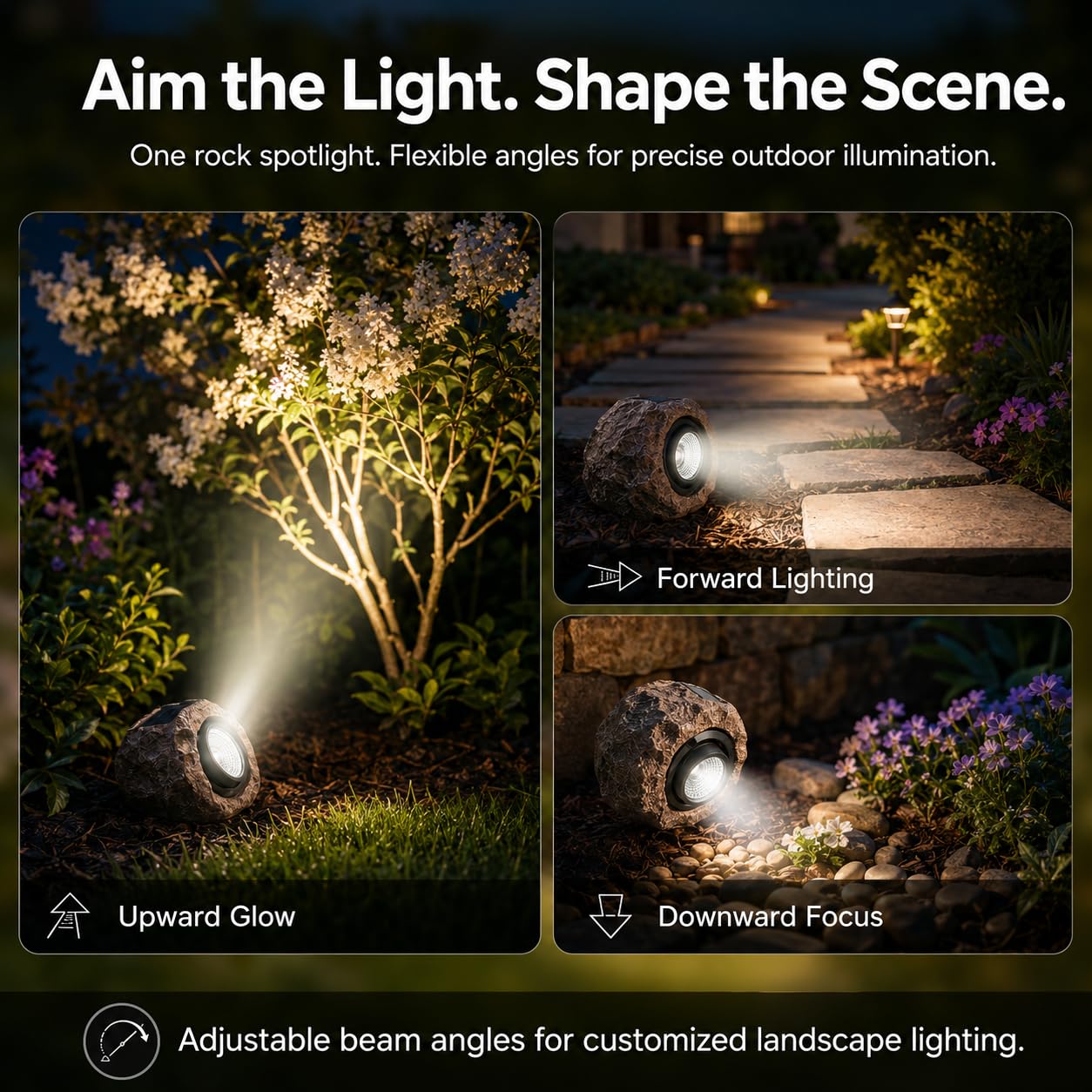 Candieslife Solar Garden Rock Lights Outdoor - IP65 LED Waterproof Solar Spotlight, Solar Powered Landscape Path Decorative Garden Stone Lights for Pathway, Walkway, Yard, Patio (2 Pack)