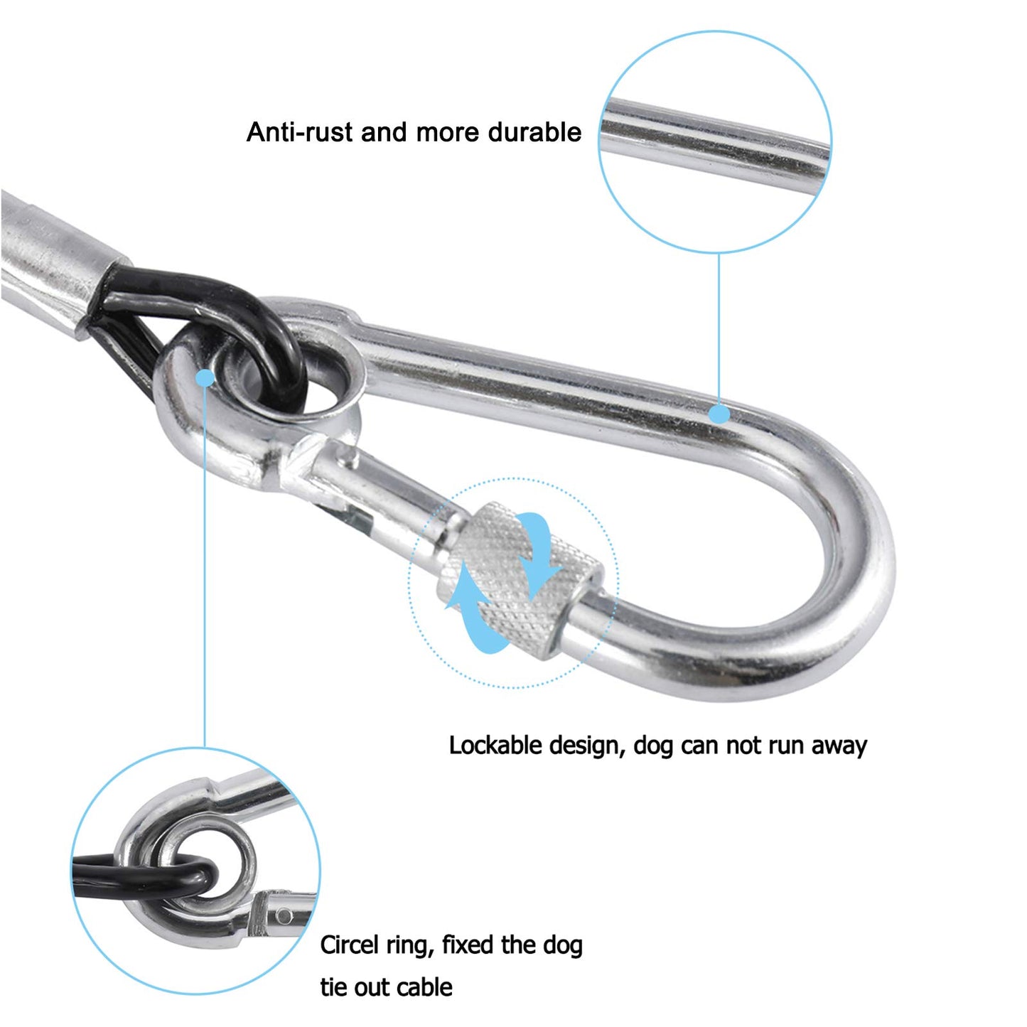 Artilife Heavy Duty 100FT Dog Runner Tie Out Cable Dogs Leash Run Trolley Training Lead for Dogs Up to 300 Pound