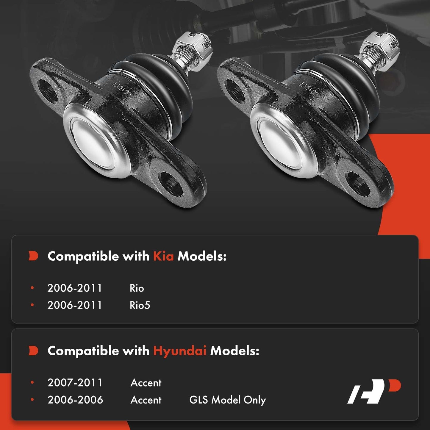 A-Premium 2 x Front Lower Ball Joint, Compatible with Hyundai Accent 2006-2011, Kia Rio 2006-2011, Rio5 2006-2011