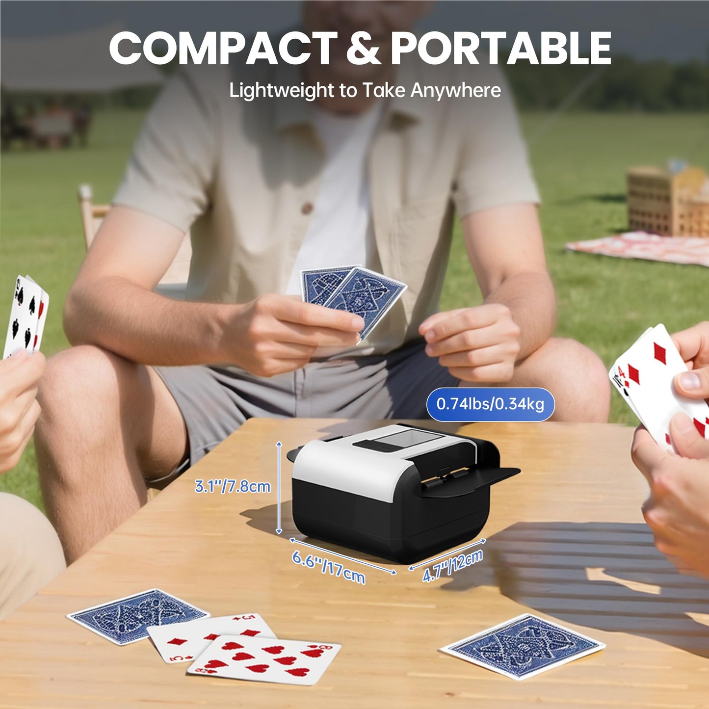 Automatic Card Shuffler for 1-2 Decks, Electric Playing Card Shuffler Machine, One Press Shuffling, Low Noise, Rechargeable & Portable Casino Card Shufflers for UNO, Poker, Bridge, Blackjack, Skip-Bo