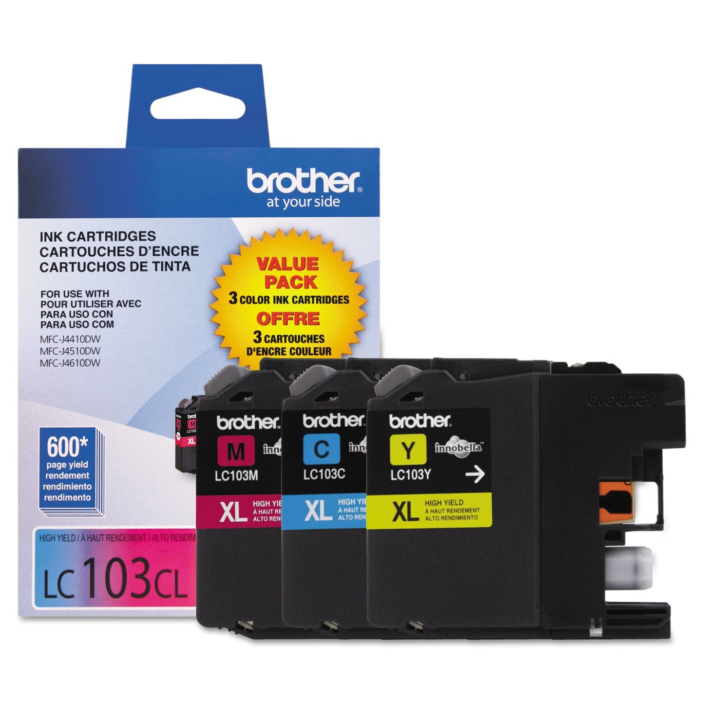 Brother LC1033PKS High Yield Ink Cartridge - Colour 3pks (CyanMagentaYellow)