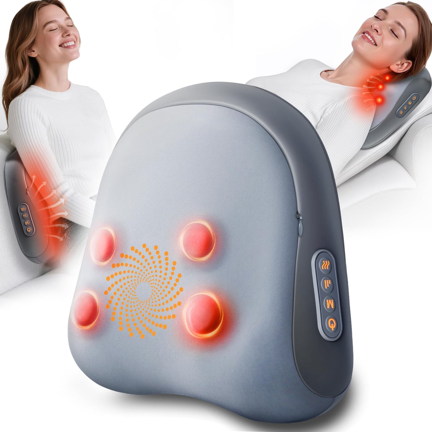 JZBRAIN Shiatsu Back and Neck Massager with Heat – Deep Tissue Massage Pillow for Pain Relief – Corded Design for Full Body Use – Gift for Loved Ones