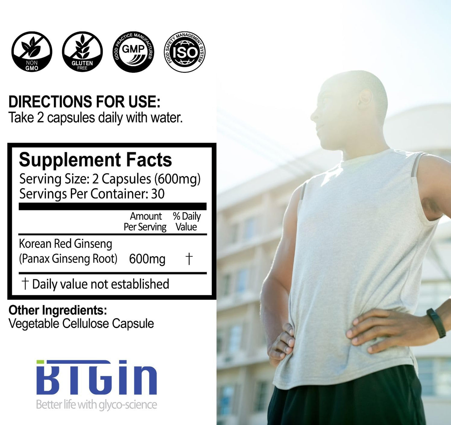 [BTGin] Genuine Korean Ginseng Capsules Enriched in Ginsenoside Rg3 Through Fermentative Enzyme Process - 100% Powder 18000mg