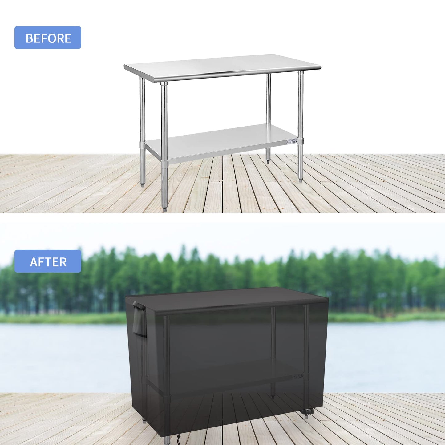 Youlvy Outdoor Prep Table Cover 36x24x35 Inch, Waterproof, Black Oxford Fabric