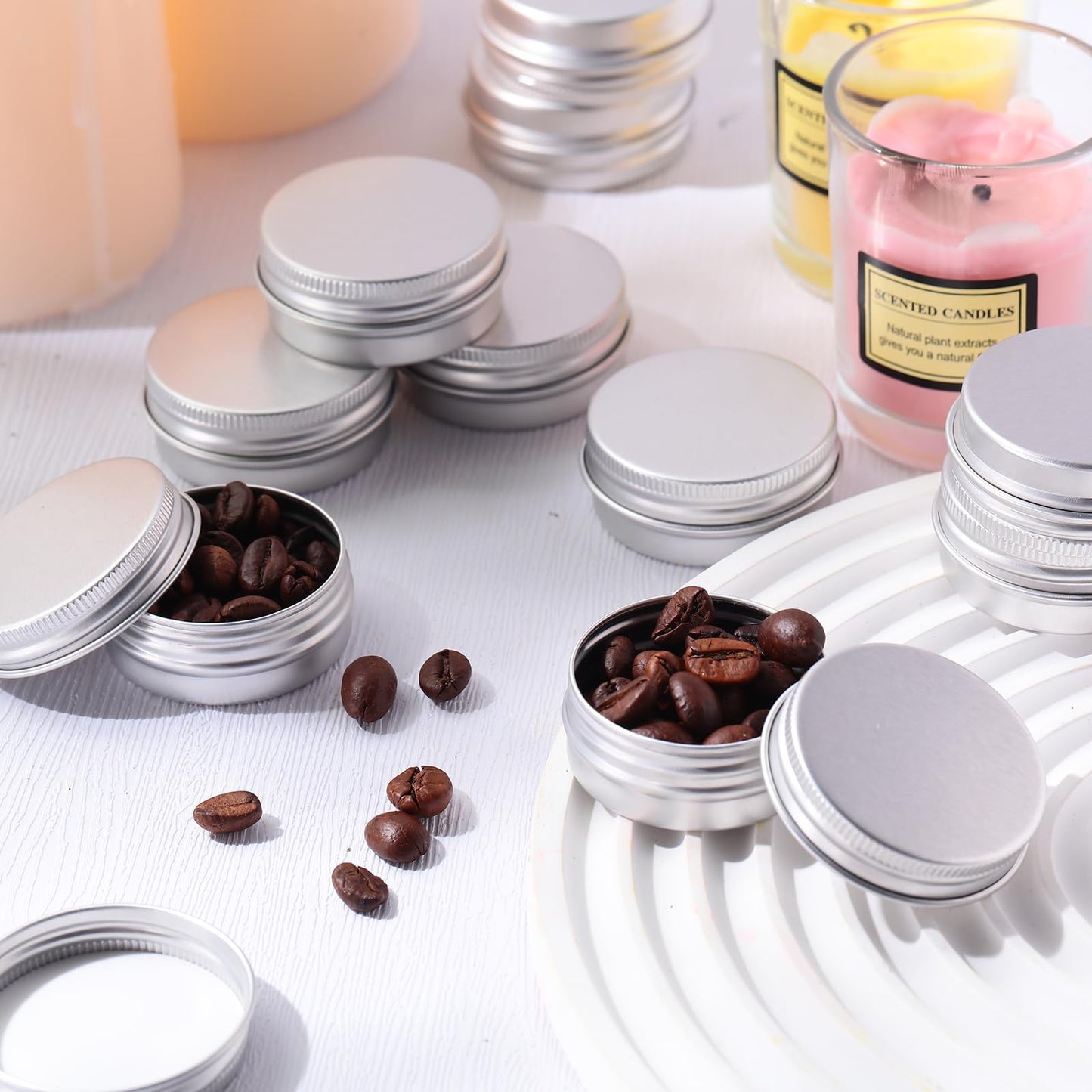 300 Pcs 0.5 oz Salve Tins with Lids Bulk Lip Balm Containers Round Metal Containers with Screw Top Lids Aluminum Silver Tin Cans for DIY Salve Candle