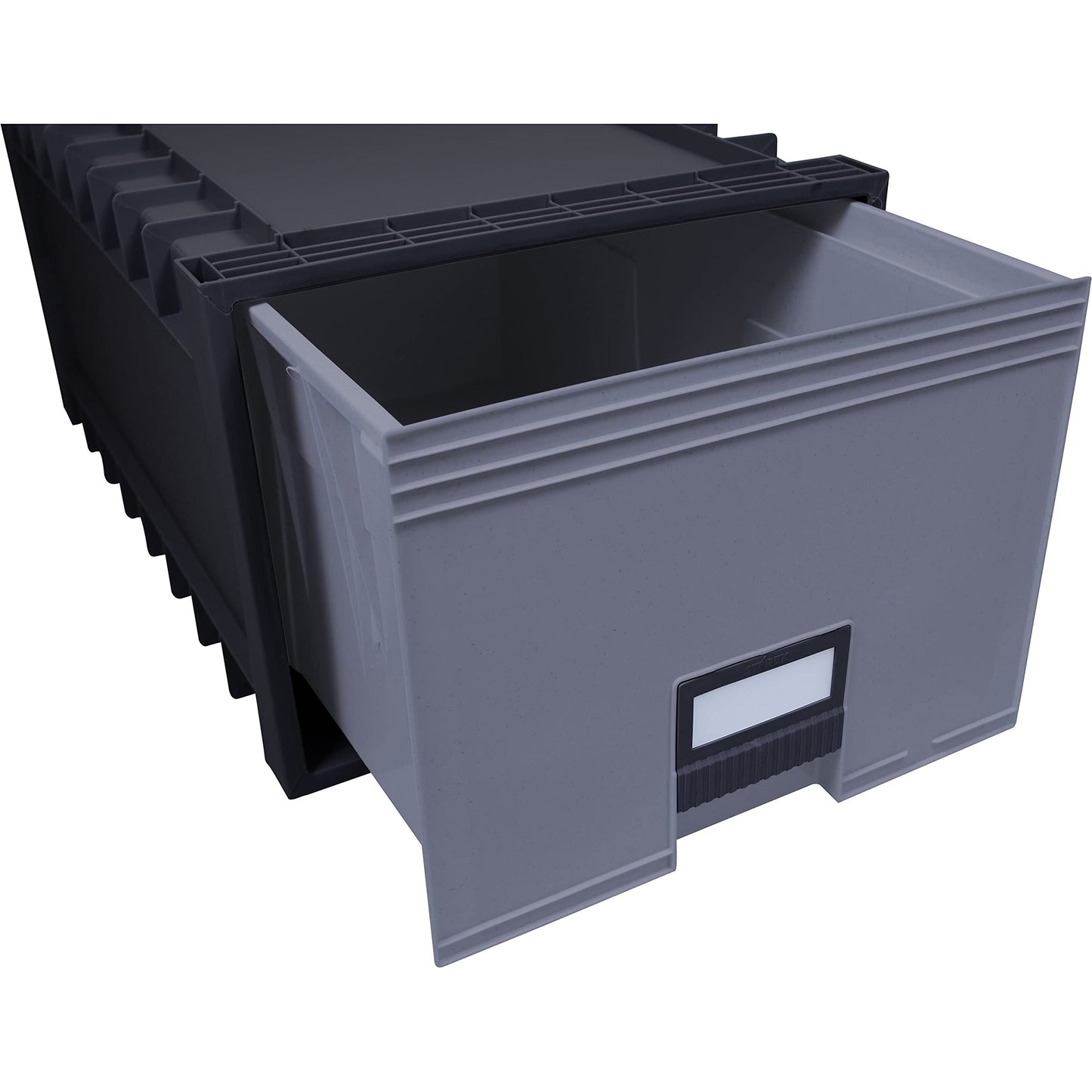 Storex Archive Storage Box for Letter Size Hanging Files, 24-Inch Depth, Black/Grey (61106U01C)