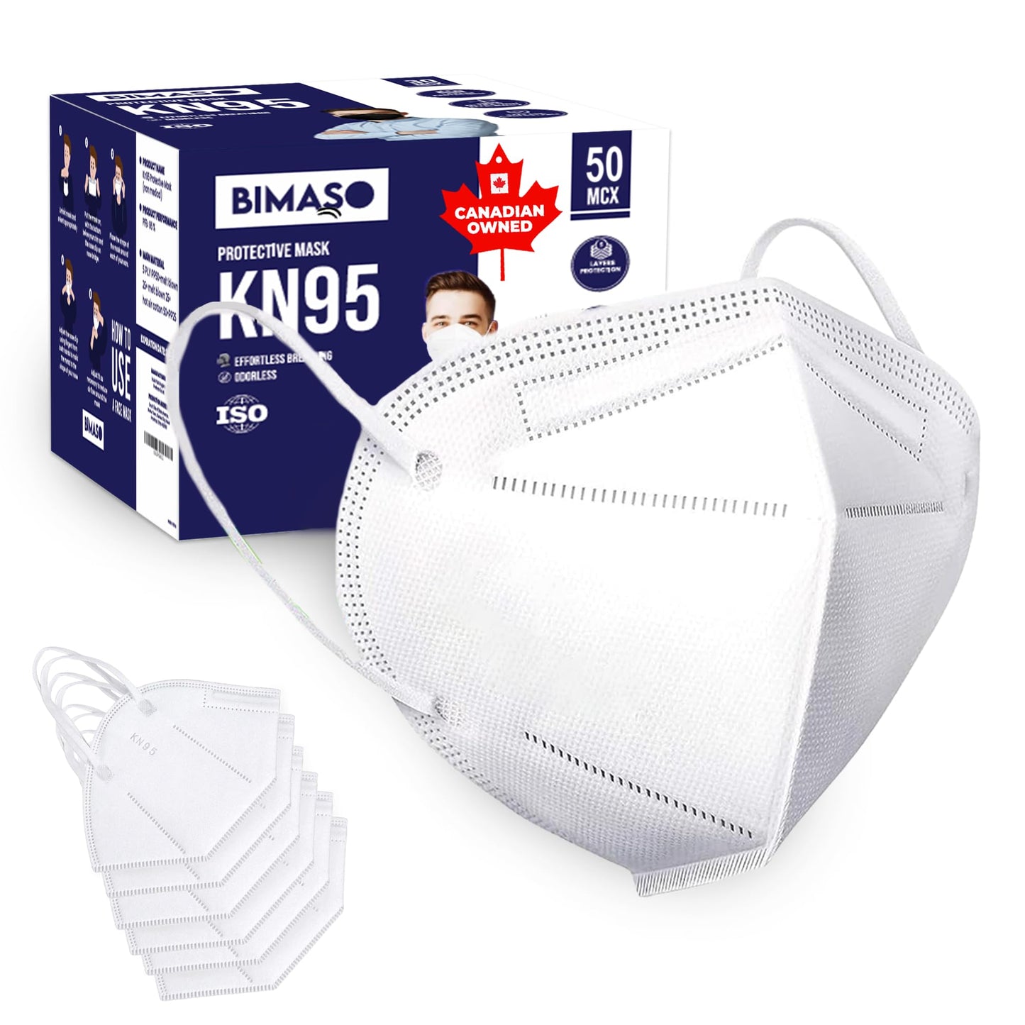 [50 PACK] 5-Ply Disposable Face Mask - Premium Material and Comfortable Fit for Safe and Effective Wear