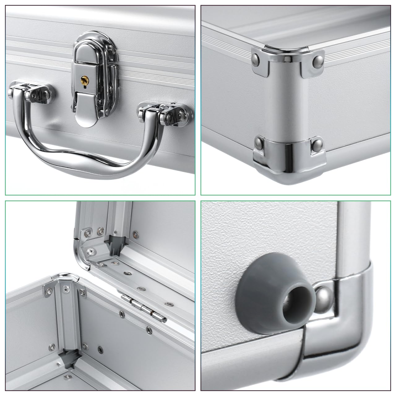 Aluminum Hard Case Tool Briefcase with Lock, Silver Carrying Case for Men’s Travel and Luggage, Protective Storage Box for Camera Drone Tools, 11.41 Inch, 1 Piece