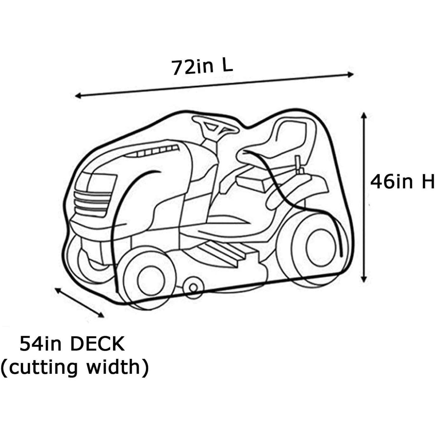Ailelan Lawn Mower Cover, Waterproof Tractor Cover Fits Decks up to 54", Heavy Duty 210D Polyester Oxford, Durable, UV, cub Tractor Cover Cover for Your Rider Garden Tractor, 72" L x 54" W x 46" H