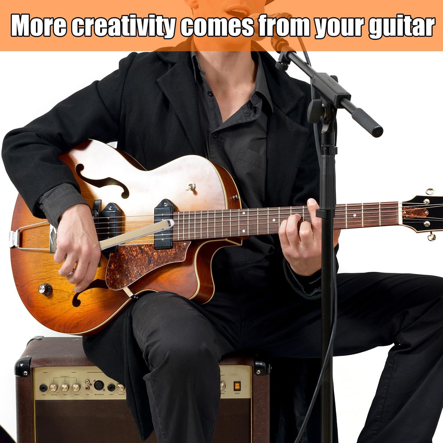 Guitar Bow Kit, 2-in-1 Horsehair Aluminum Alloy Guitar Bow Pick Picasso Bow with Rosin Sandpaper Cloth Fun Acoustic Instrument Playing Tools Create Violin & Cello Sounds Creative Gift for Music Lover