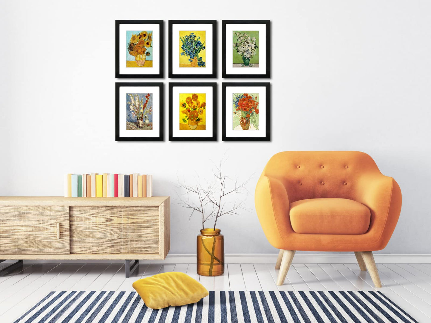 DEKWINN 8x10 Picture Frame Set of 6 with Real Glass for Pictures 5x7 with Mat or 8x10 Without Mat, Wall Gallery or Tabletop display Photo Frames in Black