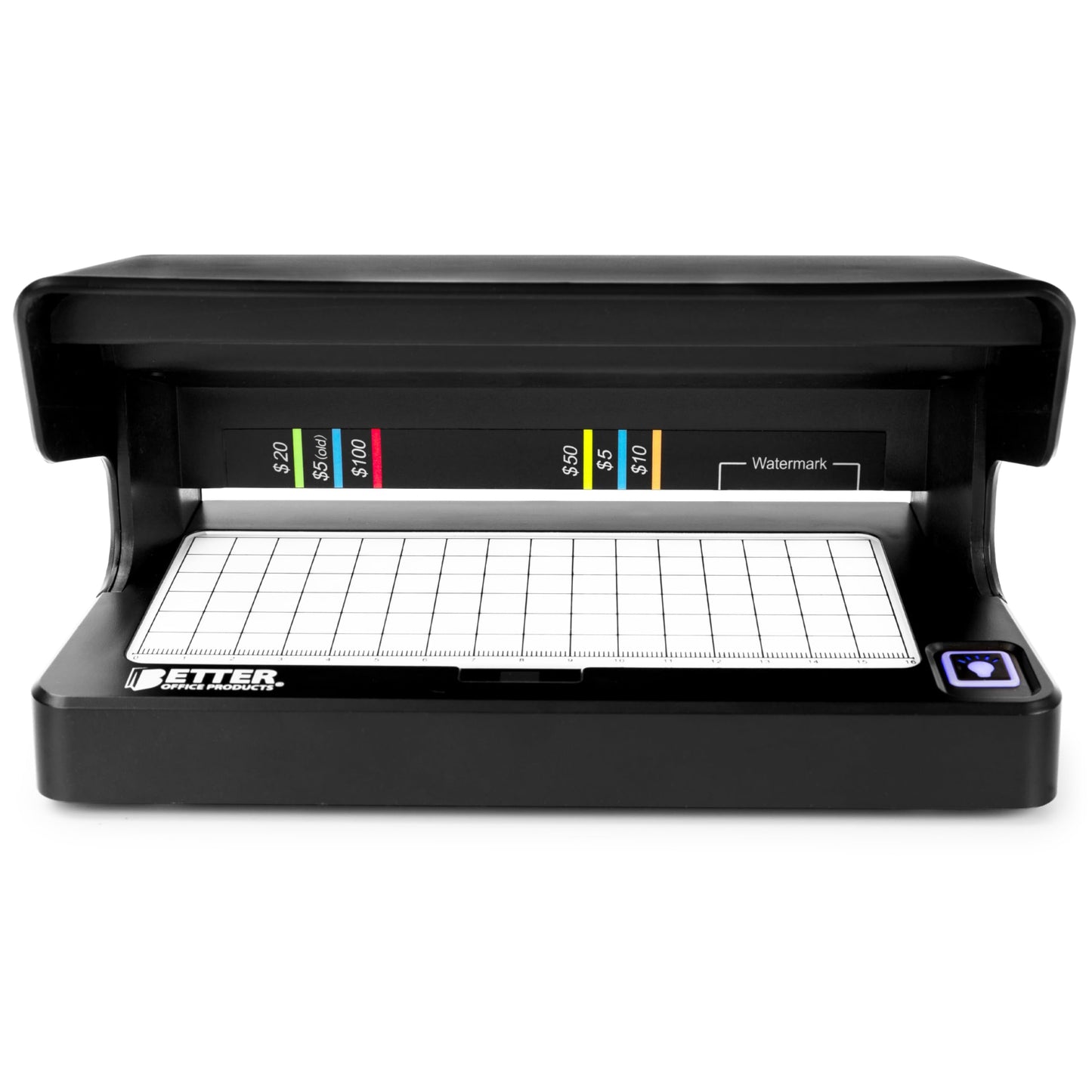 Counterfeit Bill Detector with UV Fluorescent Light, Portable & Compact for All Currencies, Passports, Gov't Issued IDs, Credit Cards, Power Cord & Rechargeable Battery, by Better Office Products