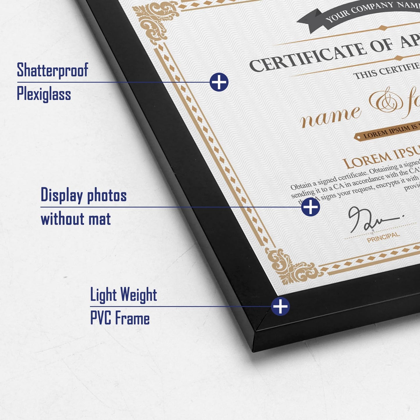 Hoikwo 18 Packs 8.5x11 Black Multi Plastic Picture Frames Set with Plastic Cover, Certificate Frames for Document Diploma Award, Light Weight Bulk 8.5 by 11 Frames Pack for Wall Hanging and Table