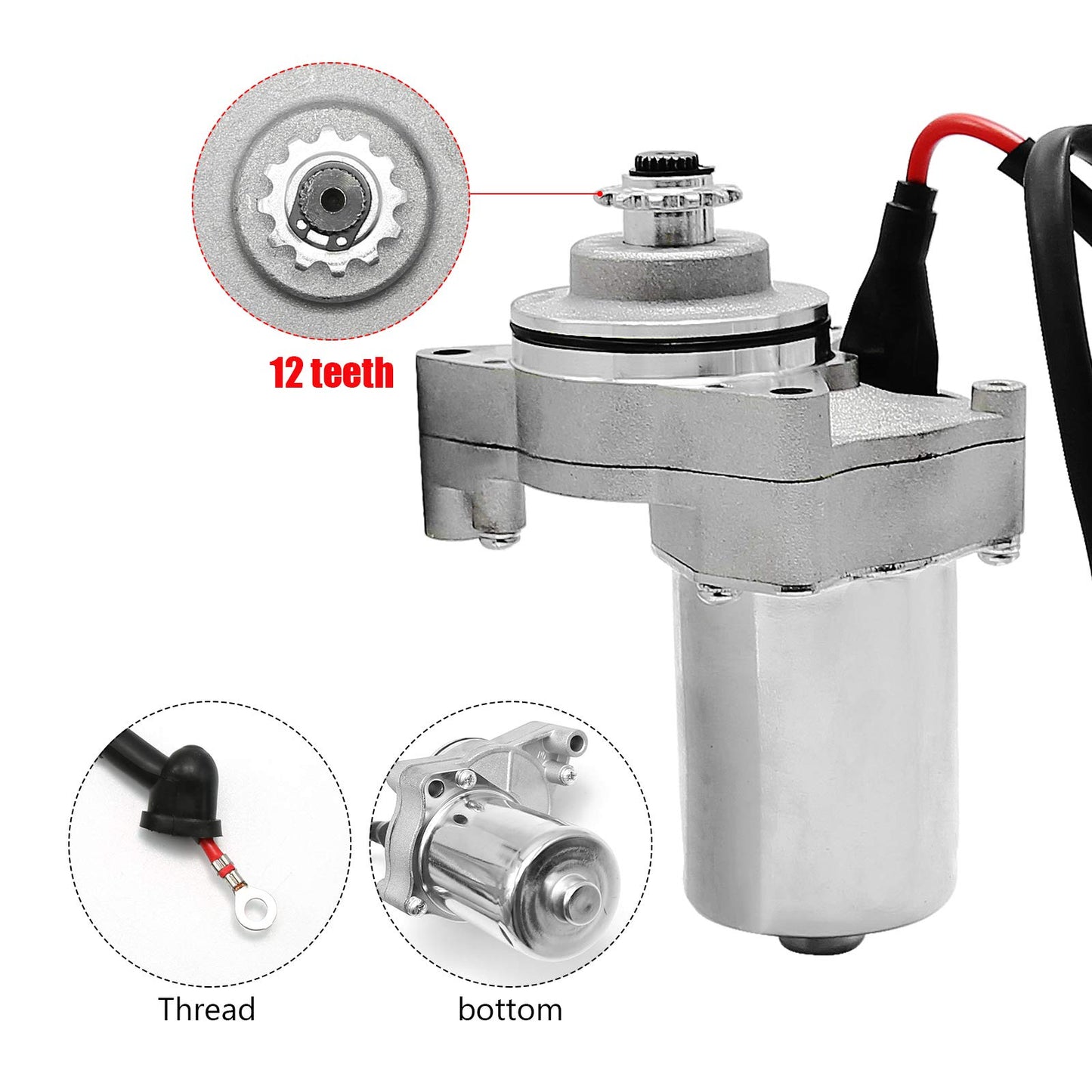 Vkinman Electric Starter Motor Replacement for 50cc 70cc 90cc 100cc 110cc 125cc Dirt Bikes Go Karts ATVs Pit Bike Dune Buggy Sandrail Quad 4 Wheelers SSR Roketa Taotao Coolster Jonway