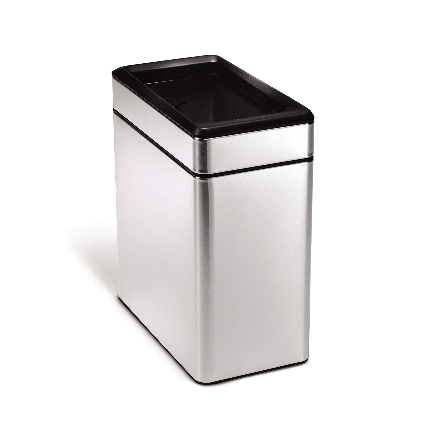 simplehuman 10 Litre / 2.6 Gallon Bathroom Profile Open Trash Can, Brushed Stainless Steel